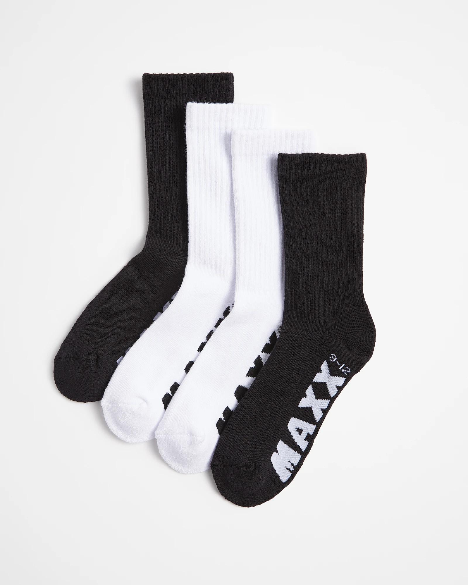 1 Kids Crew Sport Socks  4 Pack - Maxx BLACK / WHITE, 1 of 3