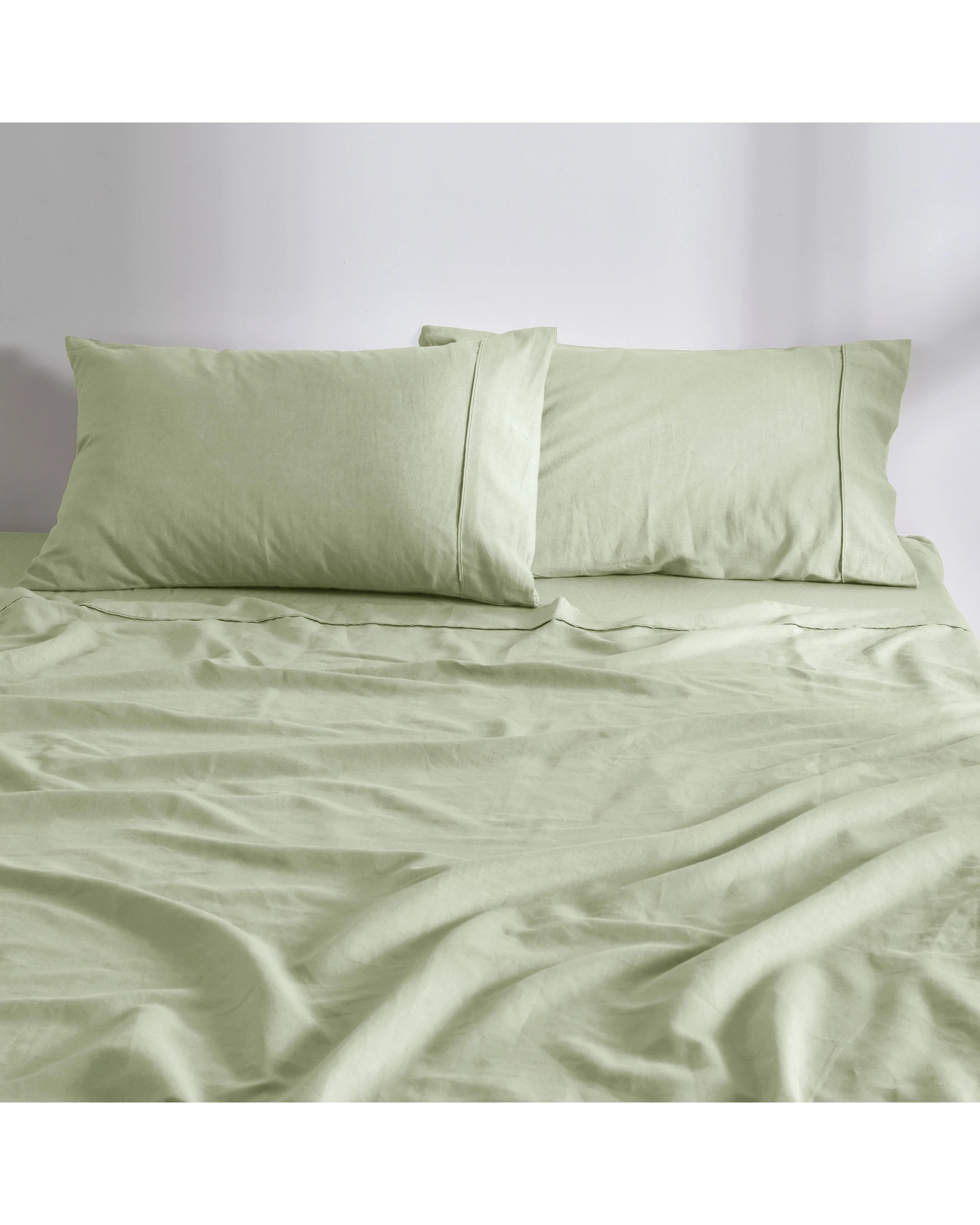 3 Dreamaker Linen Cotton Sheet Set - Single Bed - Sage, 3 of 7