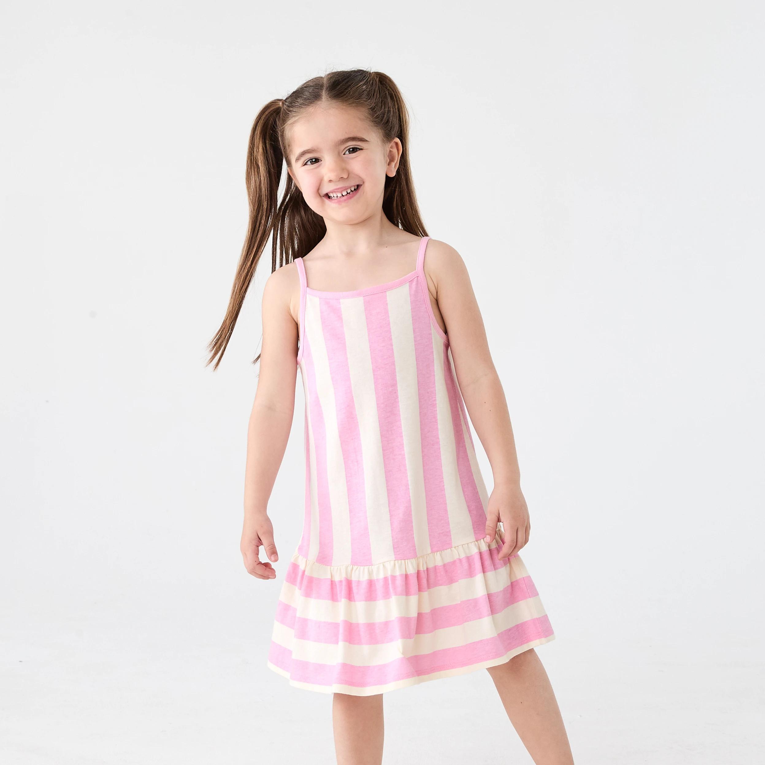 1 Sleeveless Print Dress Pink Strpe, 1 of 7