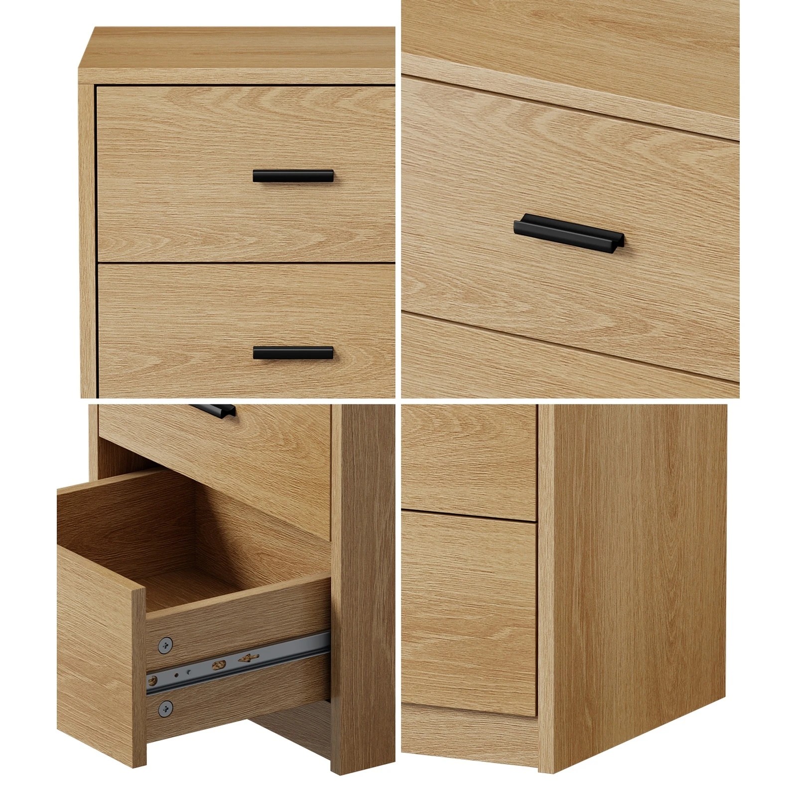 5 Oikiture 2x Bedside Table 3 Drawers Nightstand Bedroom Storage Side End - Natural, 5 of 9