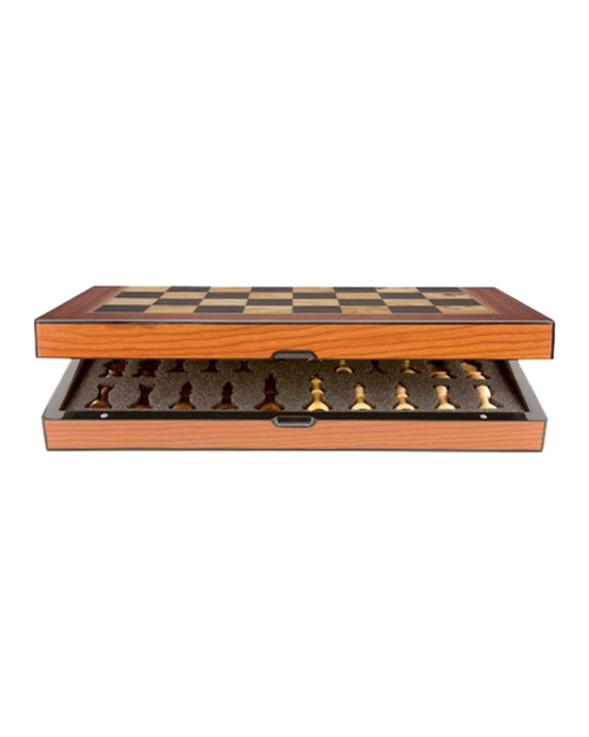 3 Dal Rossi 16 inch Walnut Shiny Finish Folding Chess Set, 3 of 3