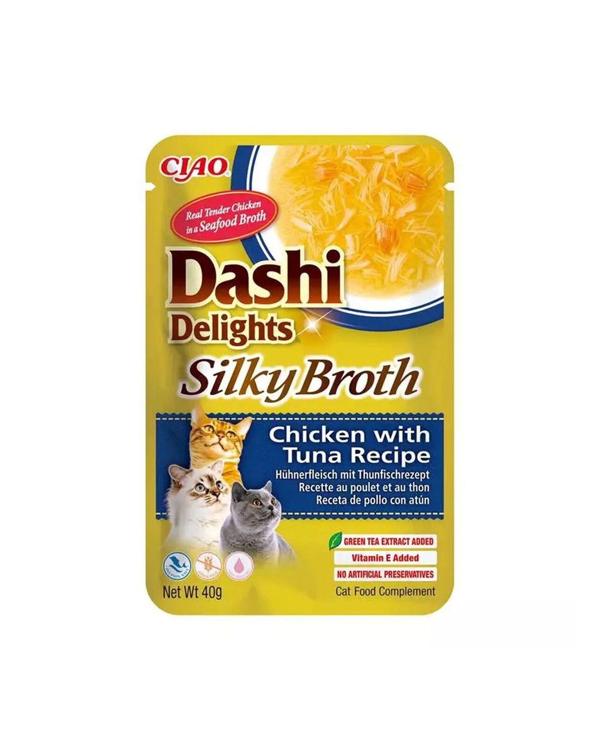 1 Inaba Dashi Delights Silky Broth Cat Food Topper Chicken with Tuna 6 x 40g, 1 of 2