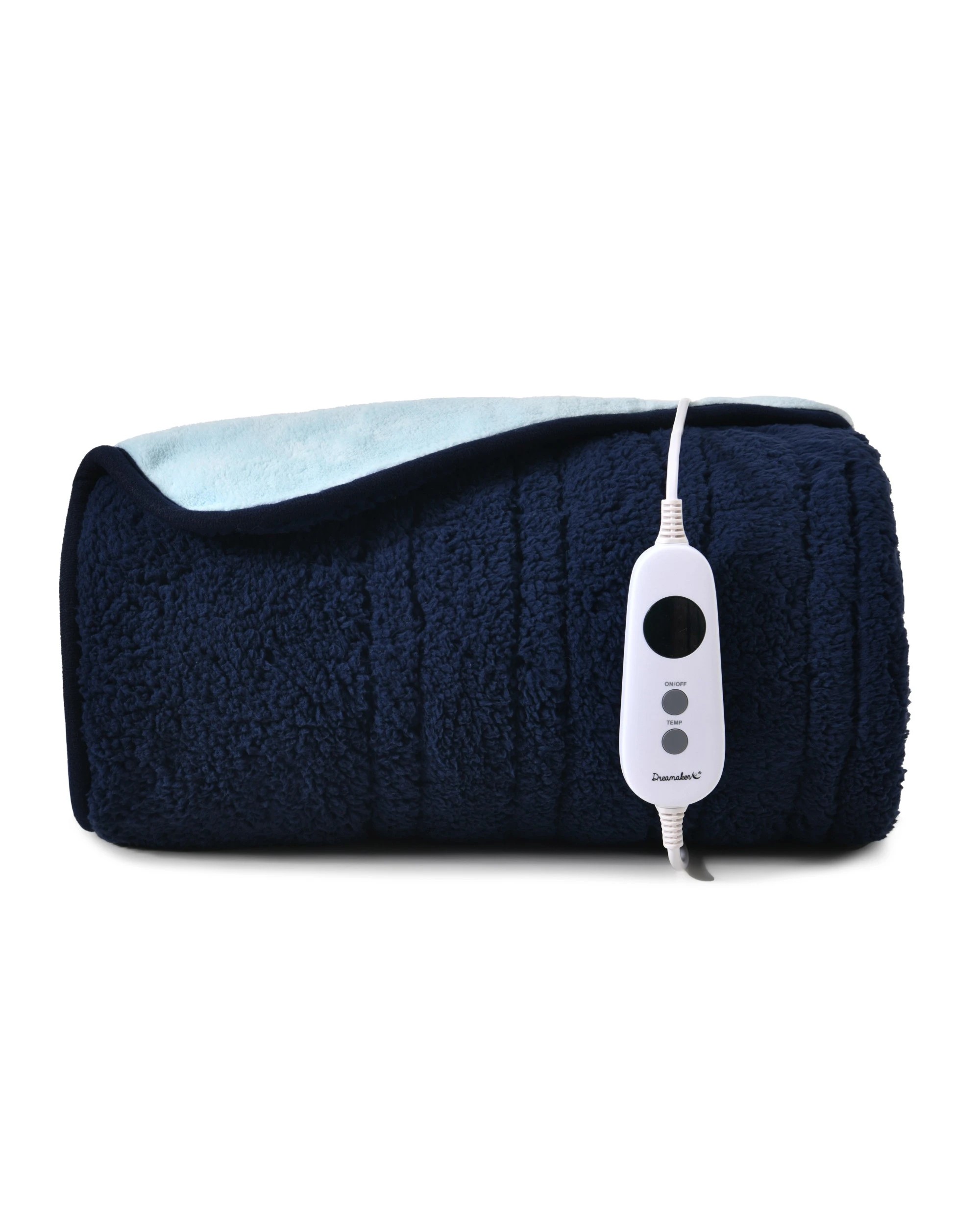 2 Dreamaker Eve Reversible Sherpa & Coral Fleece Heated Throw 130x160cm - Midnight Blue and Sky, 2 of 8