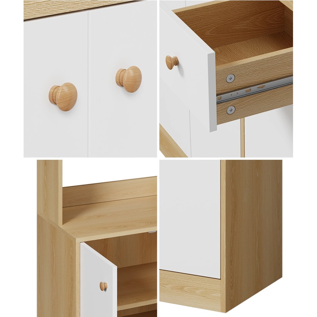 5 Oikiture Buffet Sideboard Storage Cabinet Kitchen Pantry Cupboard - Natural, 5 of 10