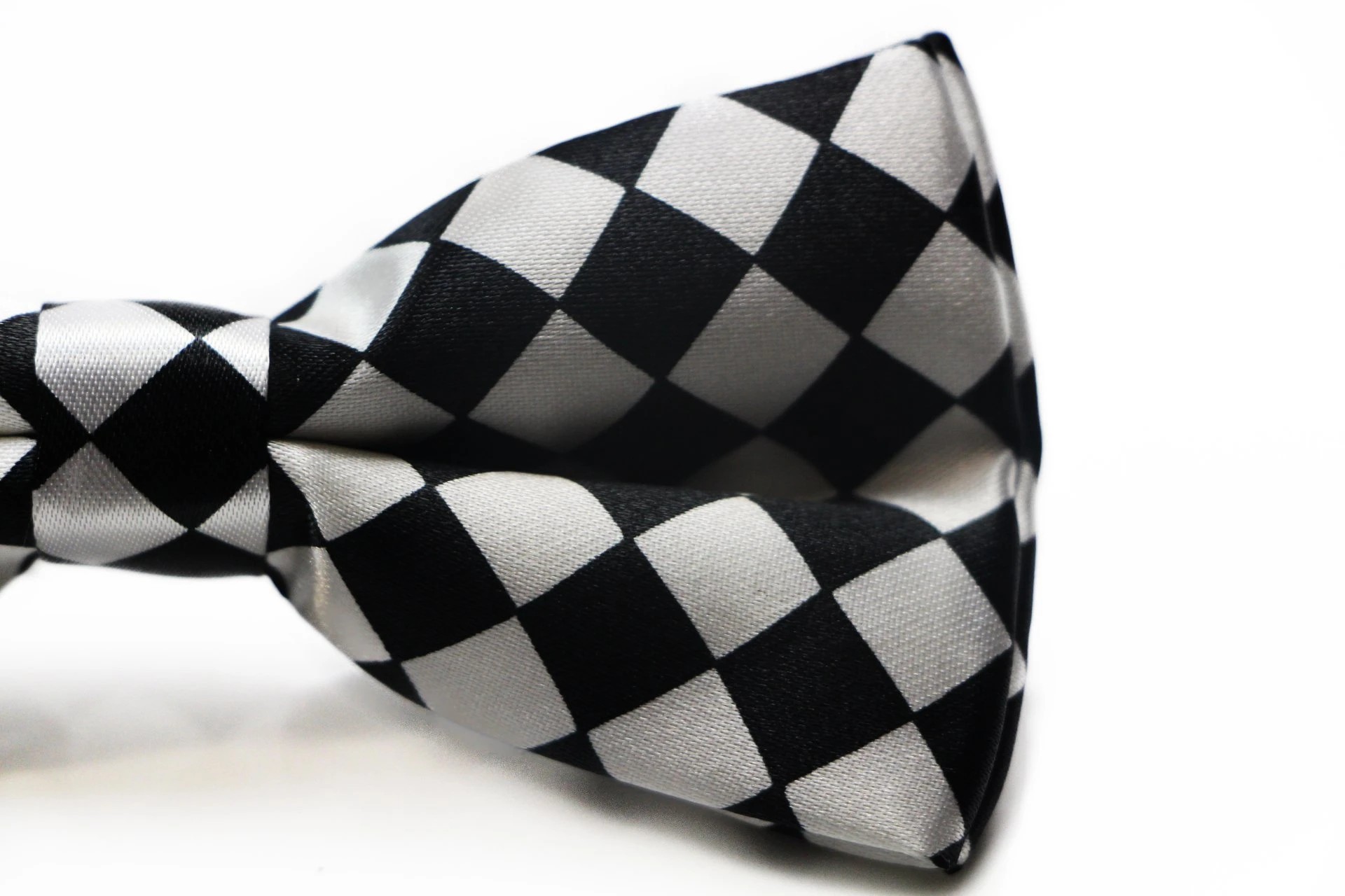 3 Zasel Mens White & Black Checkered Block Patterned Bow Tie - Multi, 3 of 4