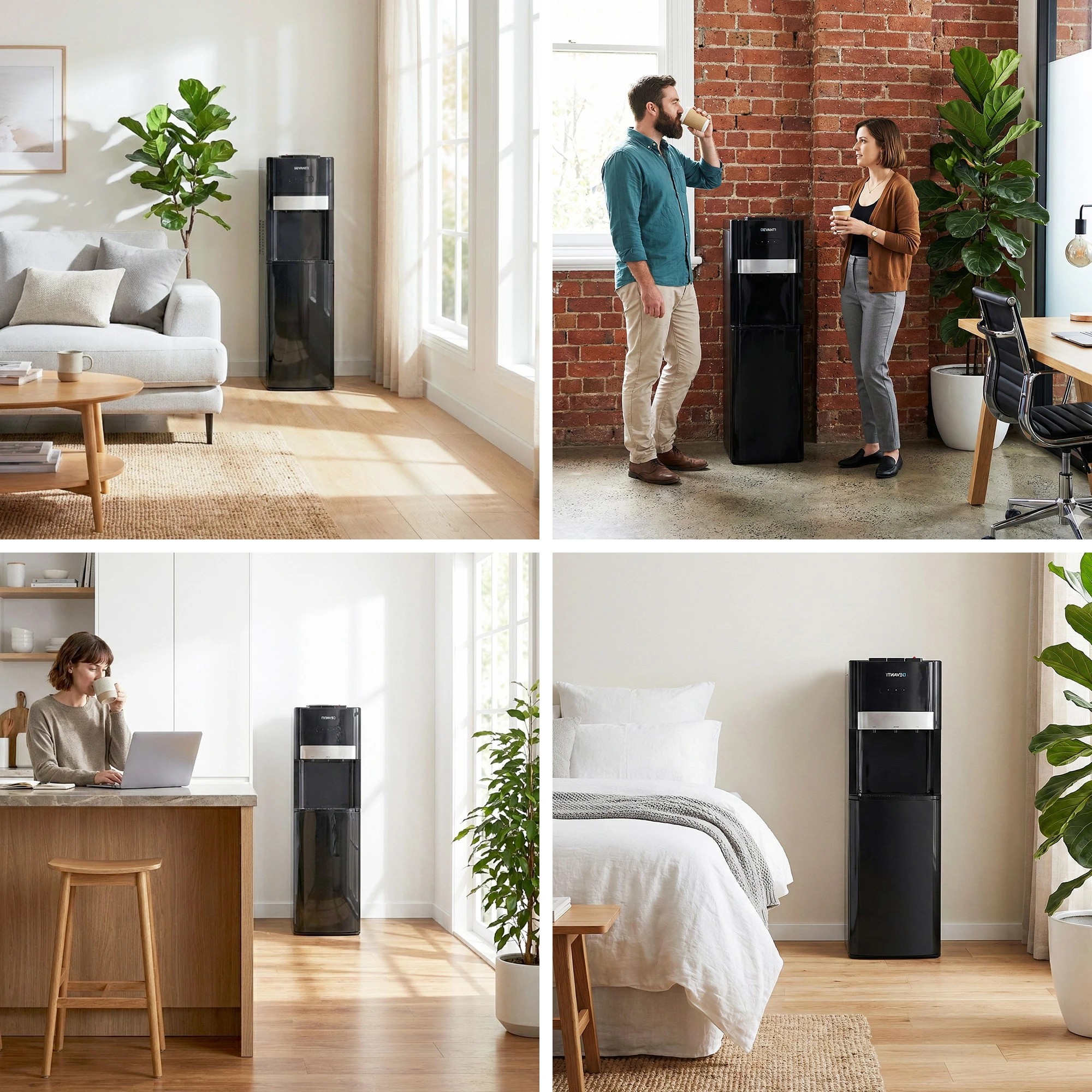 9 Devanti 3 Taps Water Cooler Dispenser Bottom Loading Dispenser Chiller Filter - Black, 9 of 9