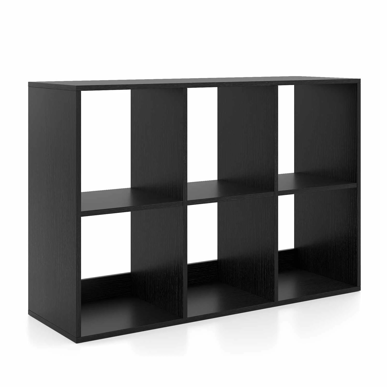 1 Costway 6-Tier Storage Bookshelf Open Display Shelf Book Cabinet Cubes Home Office Organiser - Black, 1 of 4