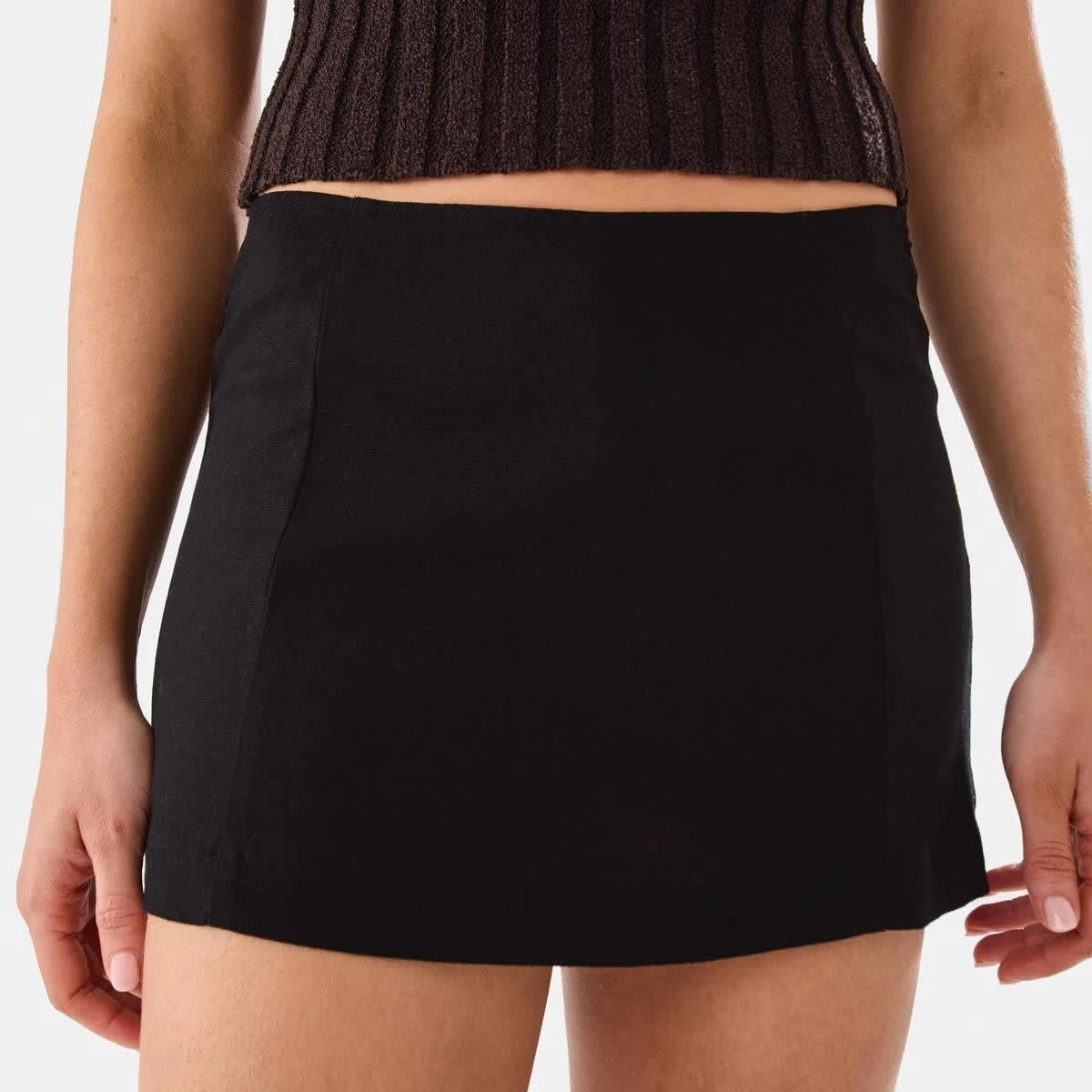 1 Linen Blend Mini Skort BLACK, 1 of 10