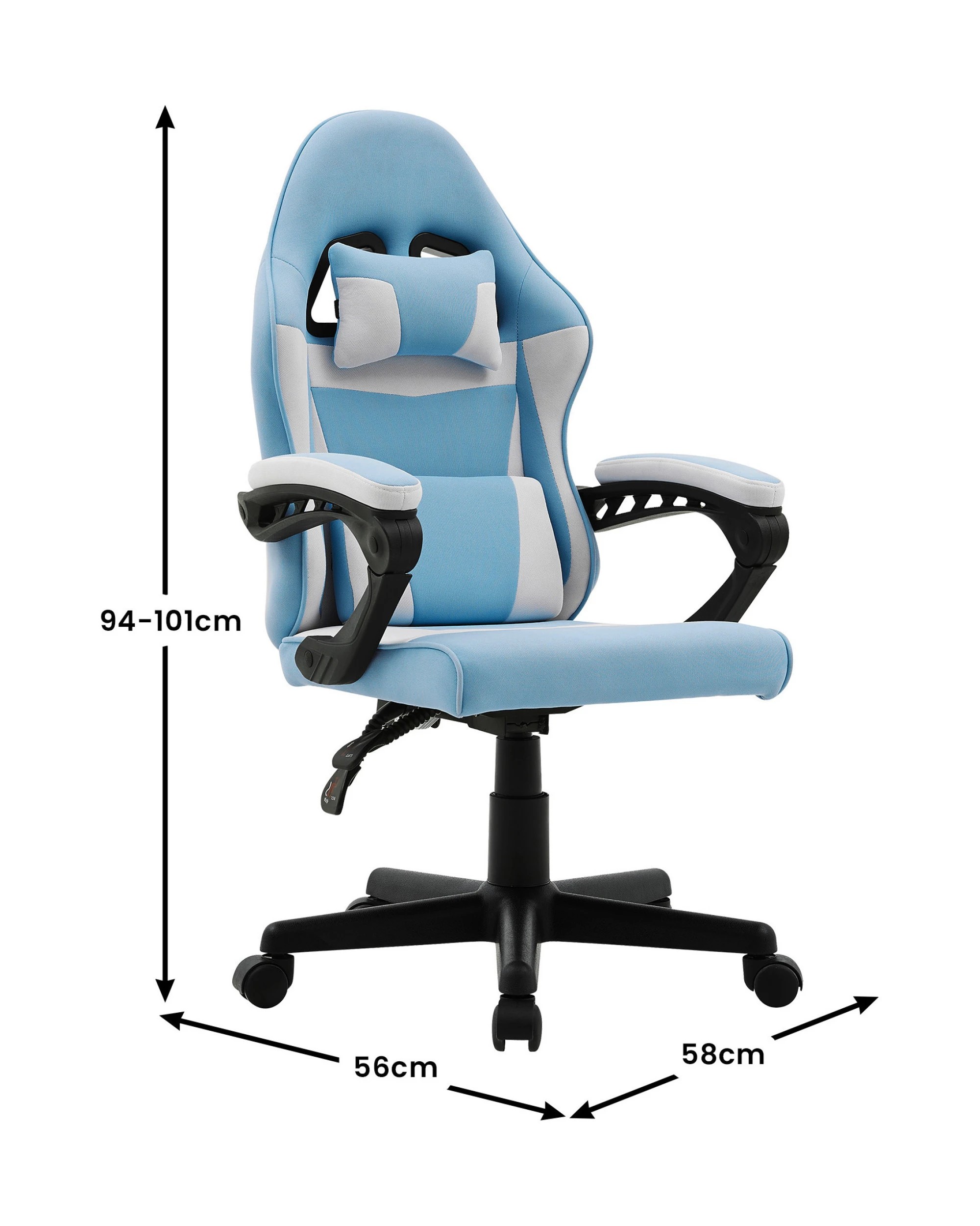 2 Sarantino Antre Kids Study Gaming Chair in Black and White Office Adjustable Height Chair, 2 of 5