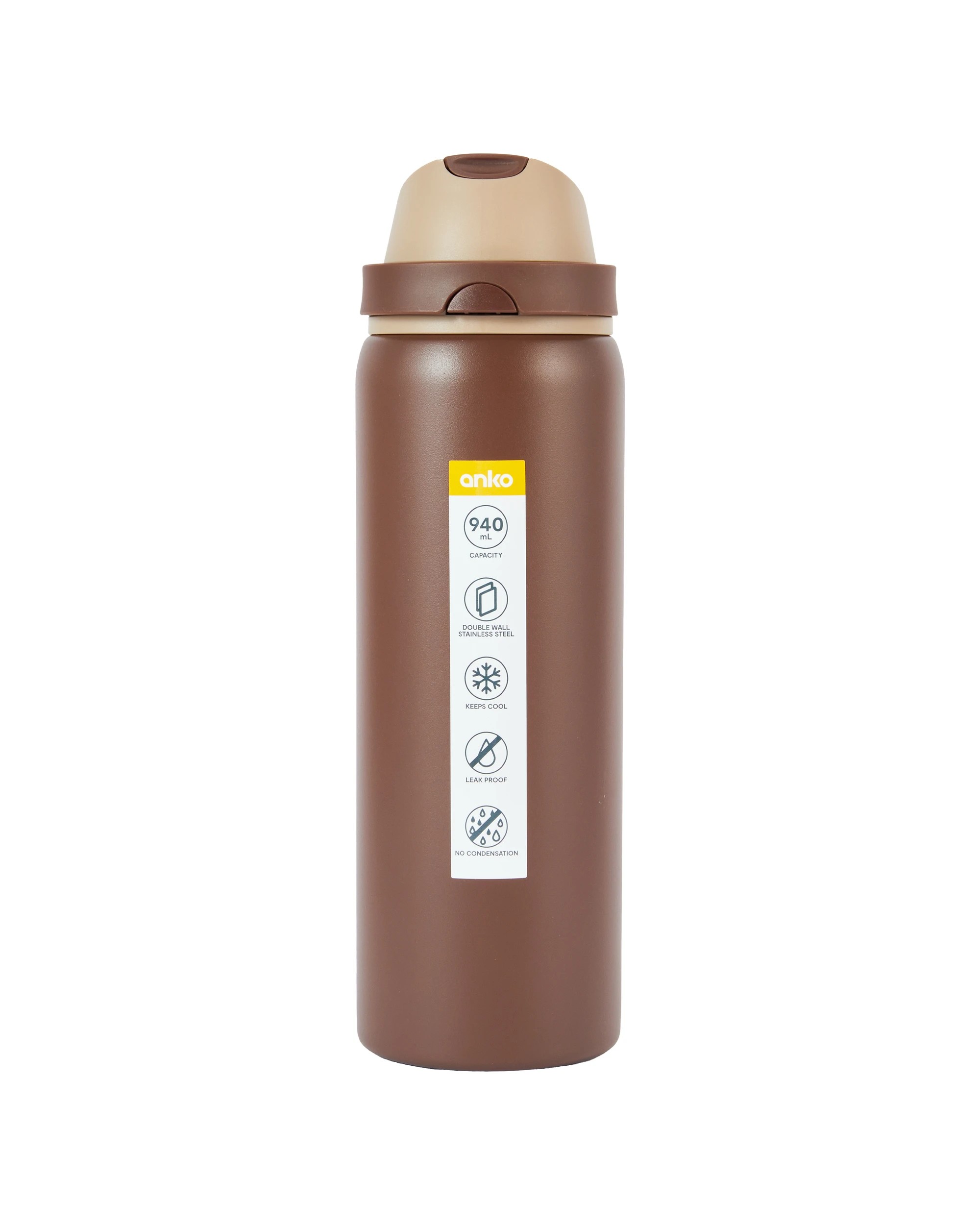 7 940ml Chocolate Stainless Steel Dual Lid Bottle, 7 of 7