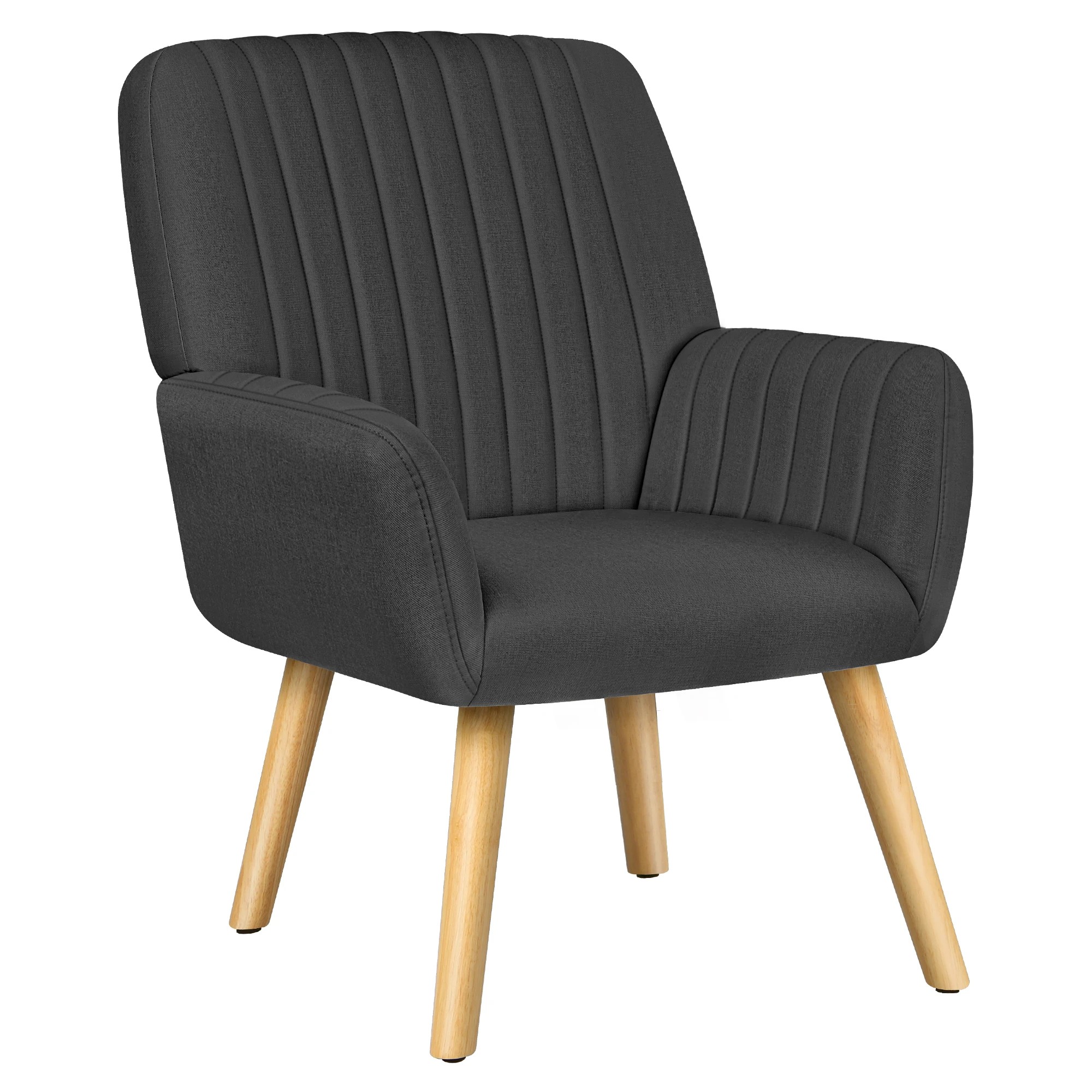 1 Alfordson Armchair Lounge Chair Upholstered Accent Chair Sofa Couch Fabric - Dark Grey, 1 of 9