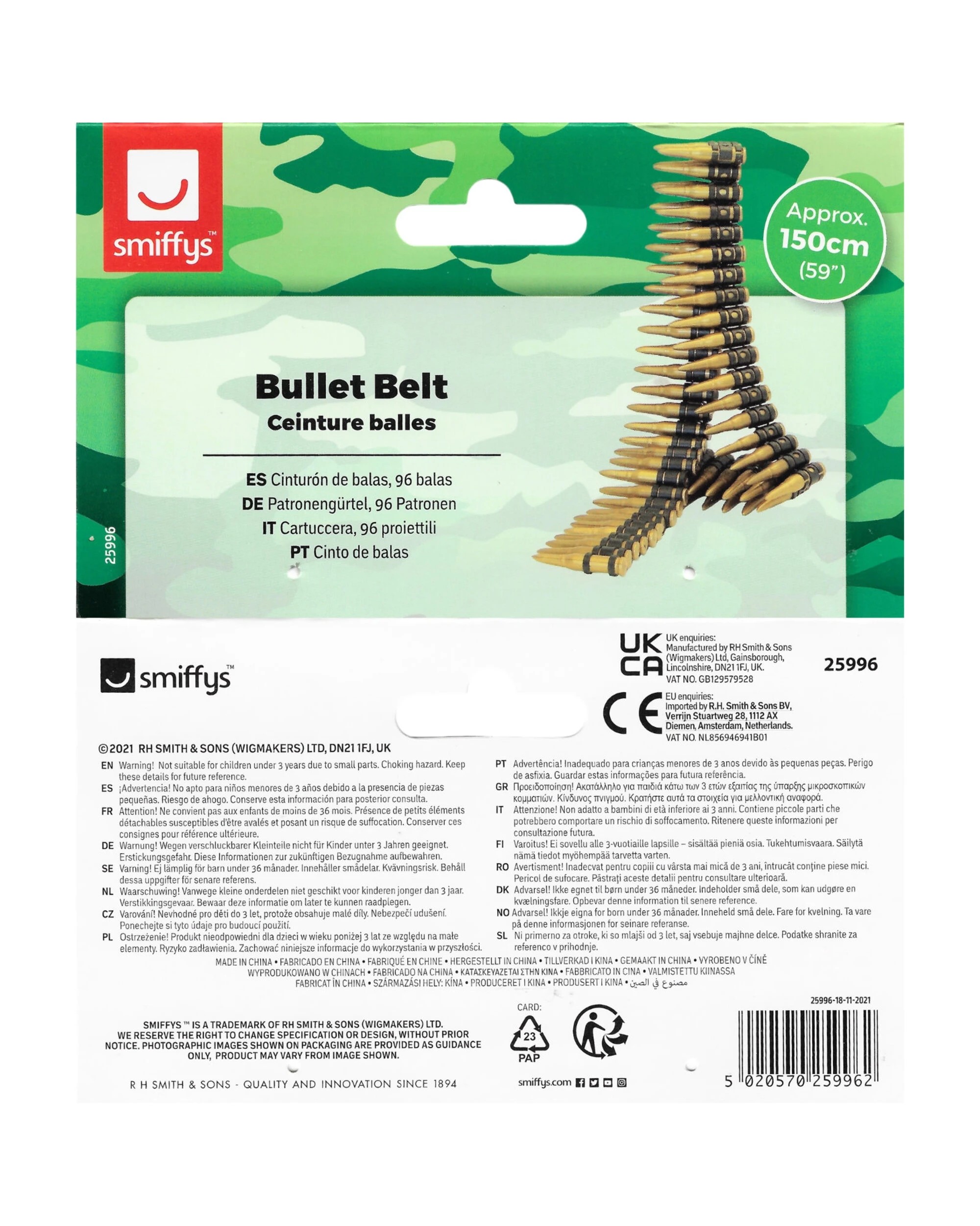 2 Smiffys Bandolier Novelty Bullet Belt - One Size - Gold, 2 of 2