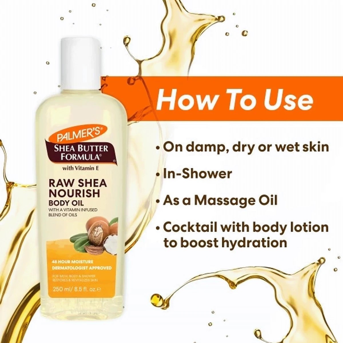 3 Palmer's Shea Butter Formula Body Oil 250ml - Raw Shea and Vitamin E, 3 of 4