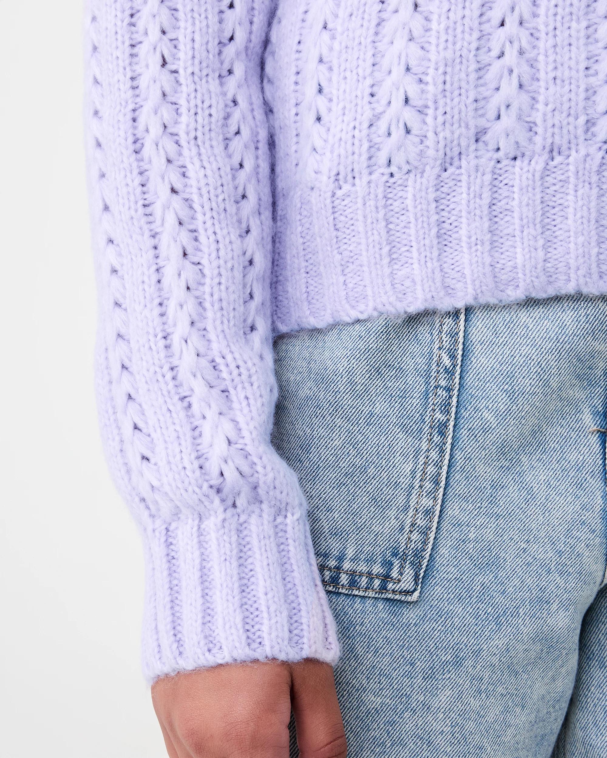 5 Cable Bear Crew Knit Sweatshirt Prple Bear, 5 of 7