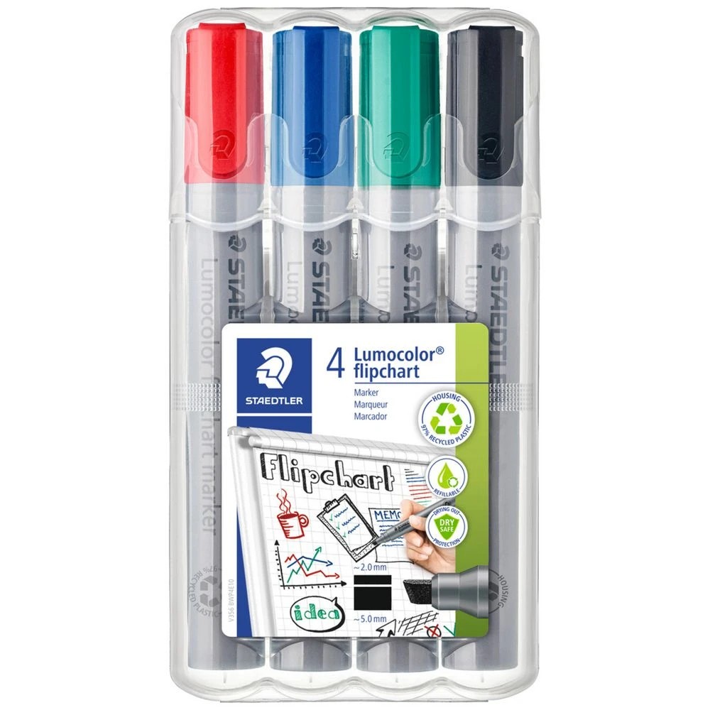 1 Staedtler Flipchart Marker Chisel Assorted 4 Pack, 1 of 7