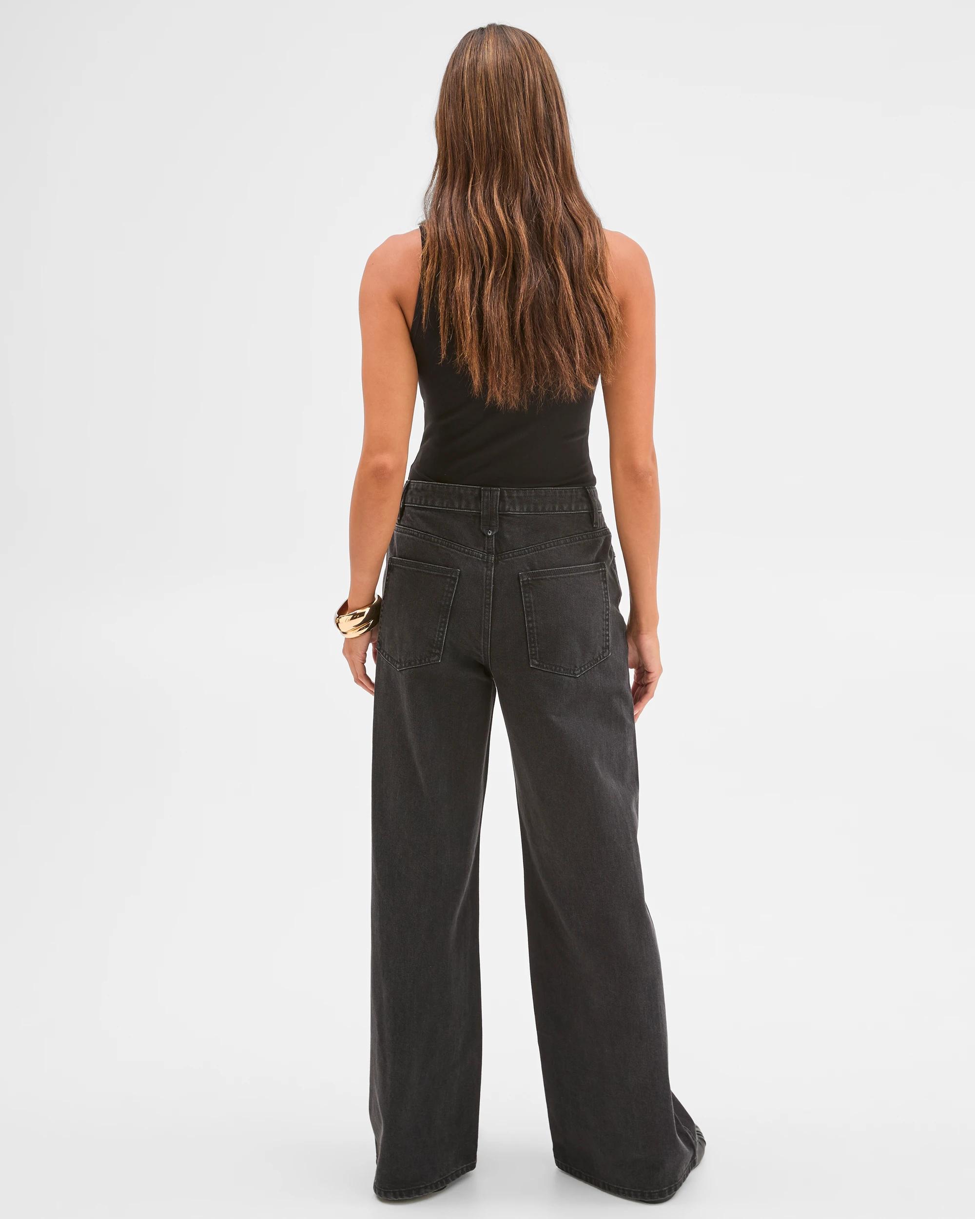 5 Lily Loves Mid Rise Wide Leg Jeans WORN BLACK, 5 of 5