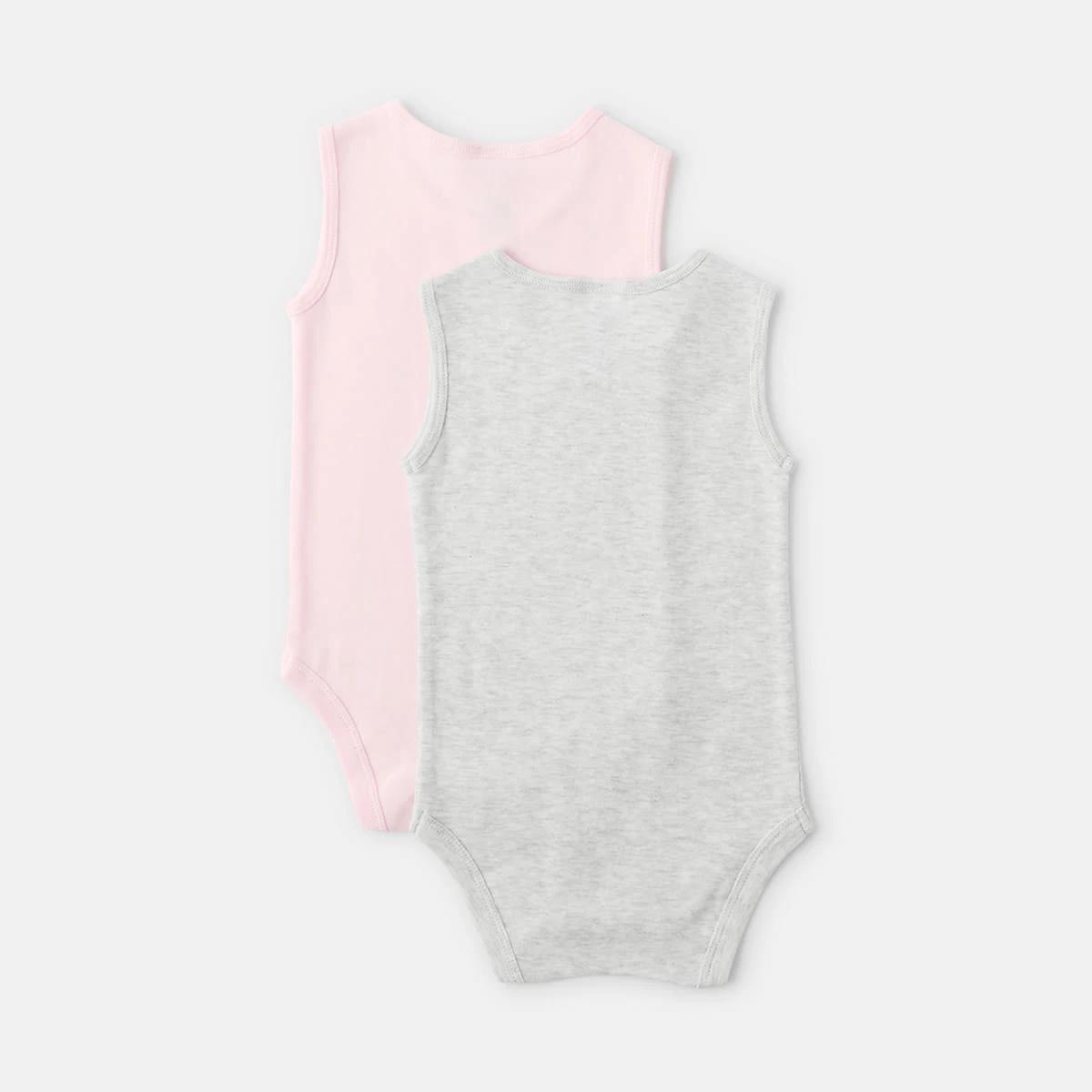 2 2 Pack Sleeveless Bodysuits PINK AND WHITE MARLE, 2 of 6