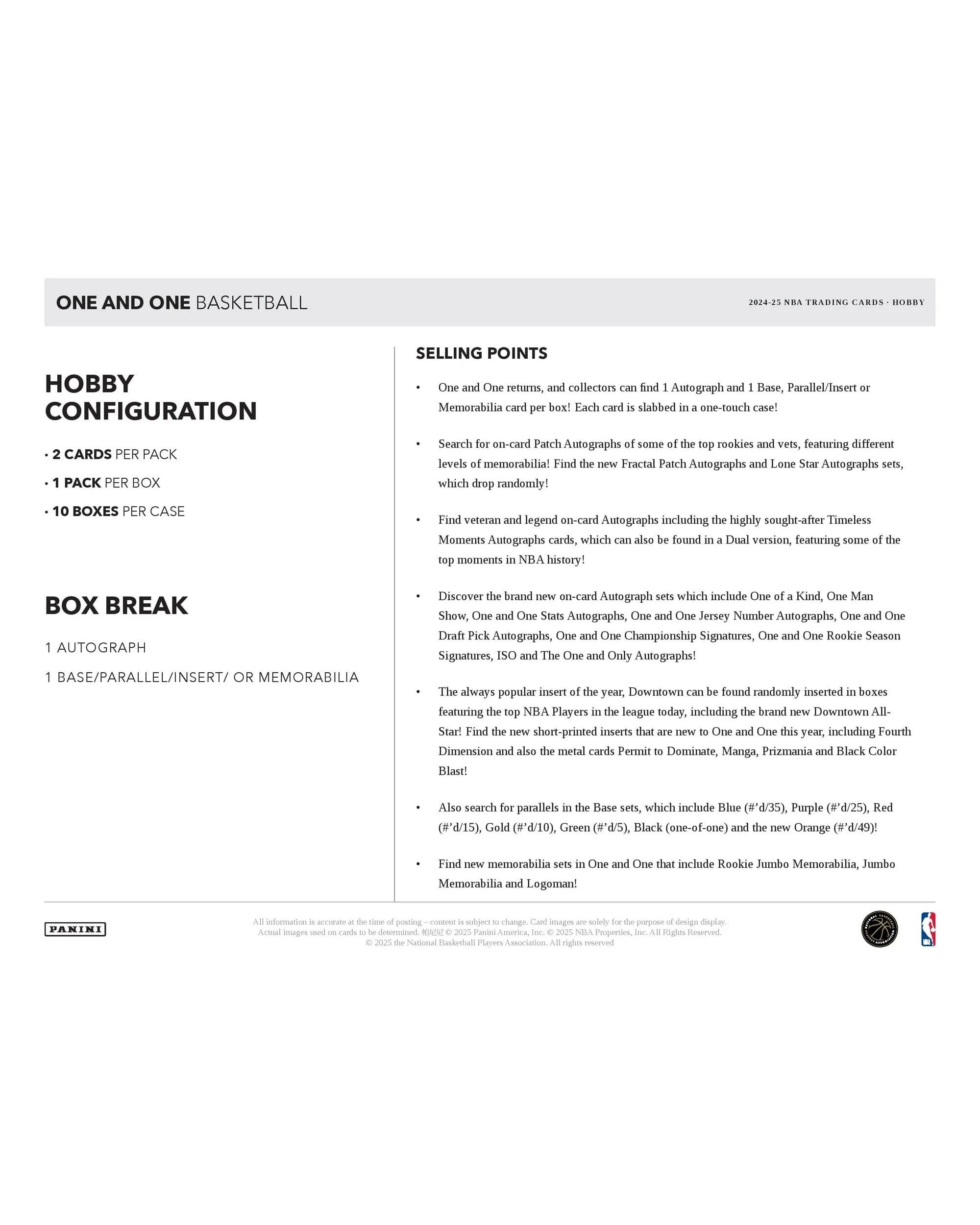 6 Panini 2024/2025 NBA One and One Basketball Hobby Box, 6 of 6