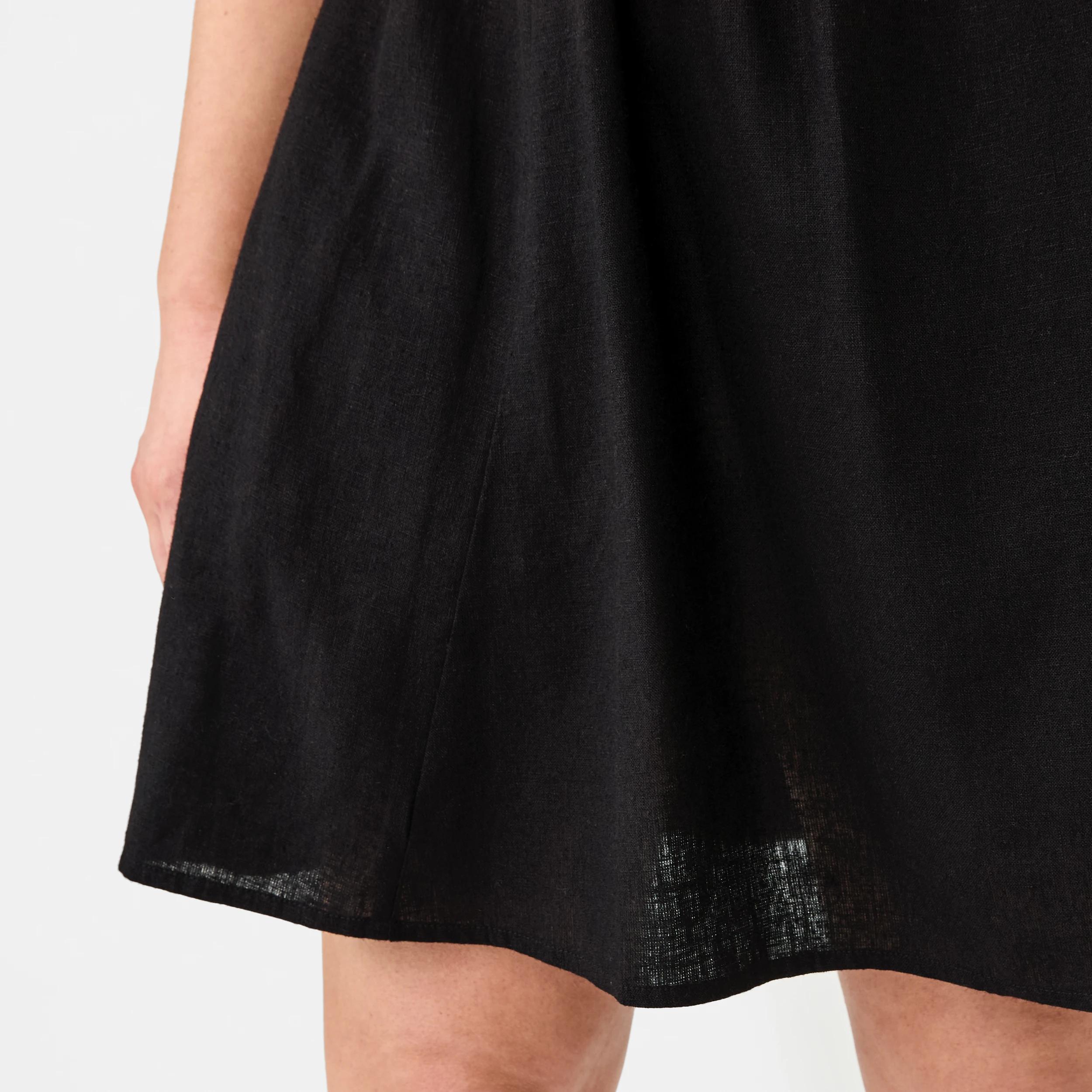 8 Short Sleeve Shirred V-Neck Mini Dress BLACK, 8 of 9