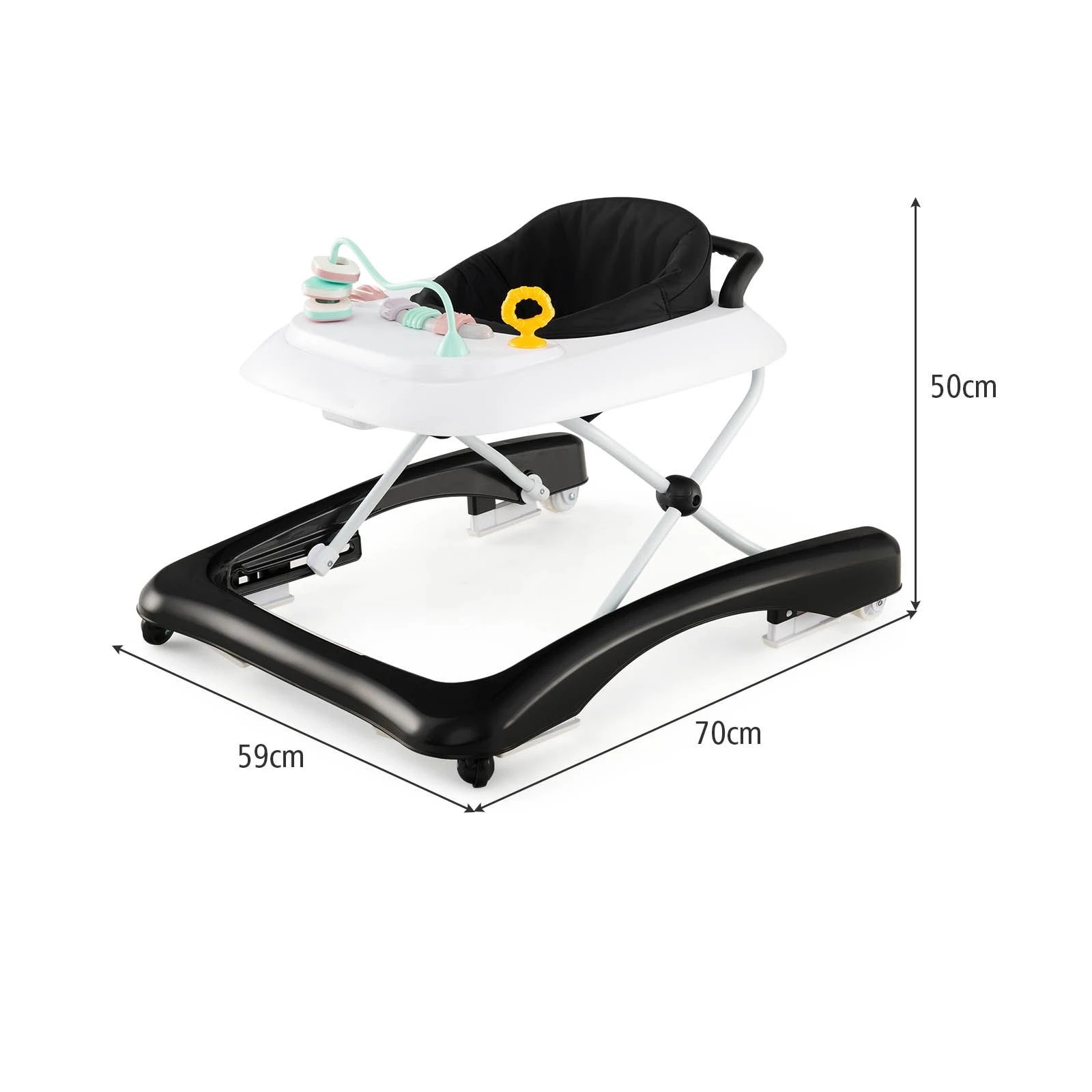 2 Costway 3 in 1 Walker Foldable Ride-on Toy Walker - Black, 2 of 2