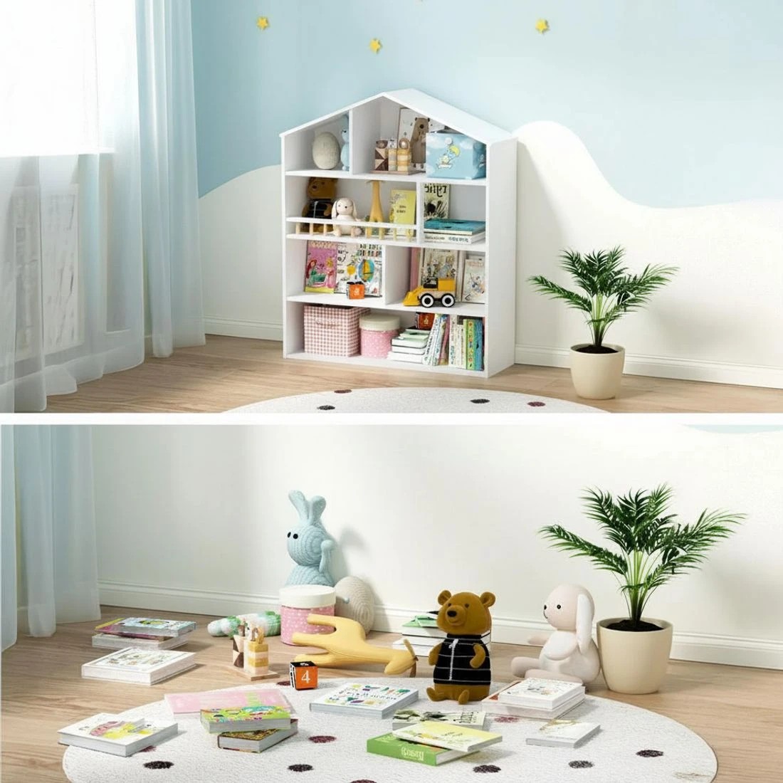 5 Keezi 4 Tiers Kids Bookshelf en Bookcase Display Storage Organiser Cabinet - White, 5 of 7