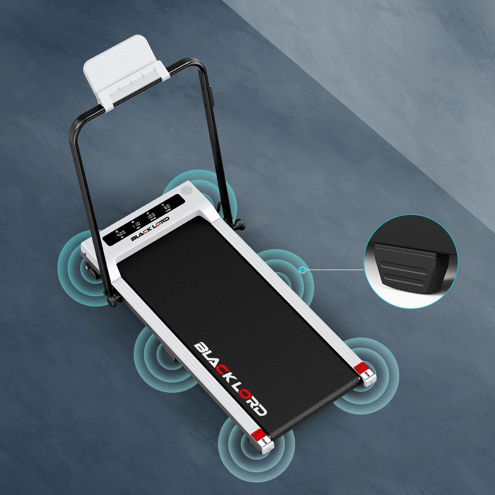 3 Black Lord Treadmill Electric Walking Pad Foldable 38cm Belt - White, 3 of 10