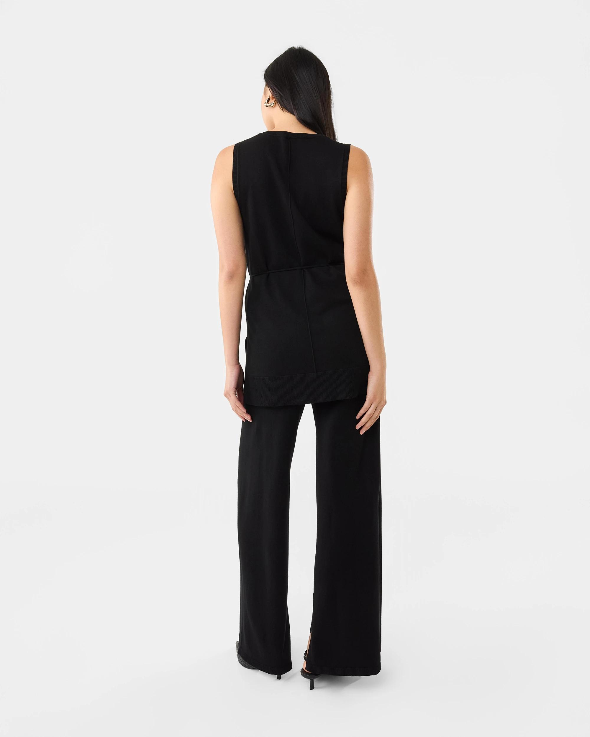 4 Side Split True Knit Pants Black, 4 of 6