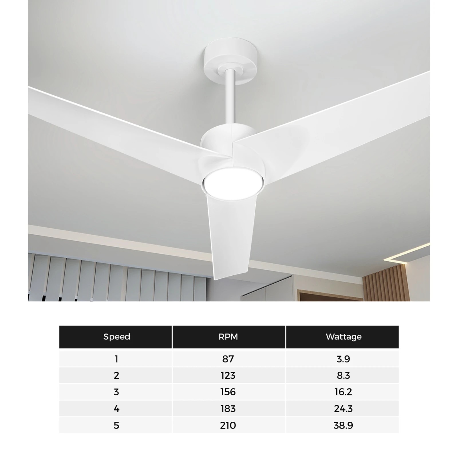 5 Vevare 132cm DC Ceiling Fan with LED Light 5 Speed, 5 of 10