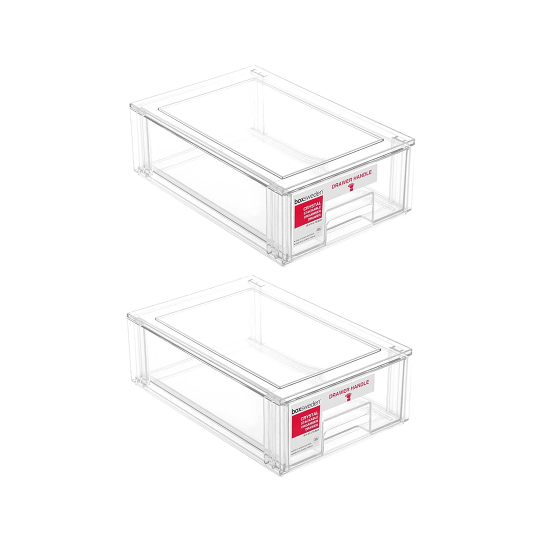 1 BOXSWEDEN Crystal Stackable Organiser Drawer 32cm Storage 2PK Durable Material
 - plain, 1 of 6