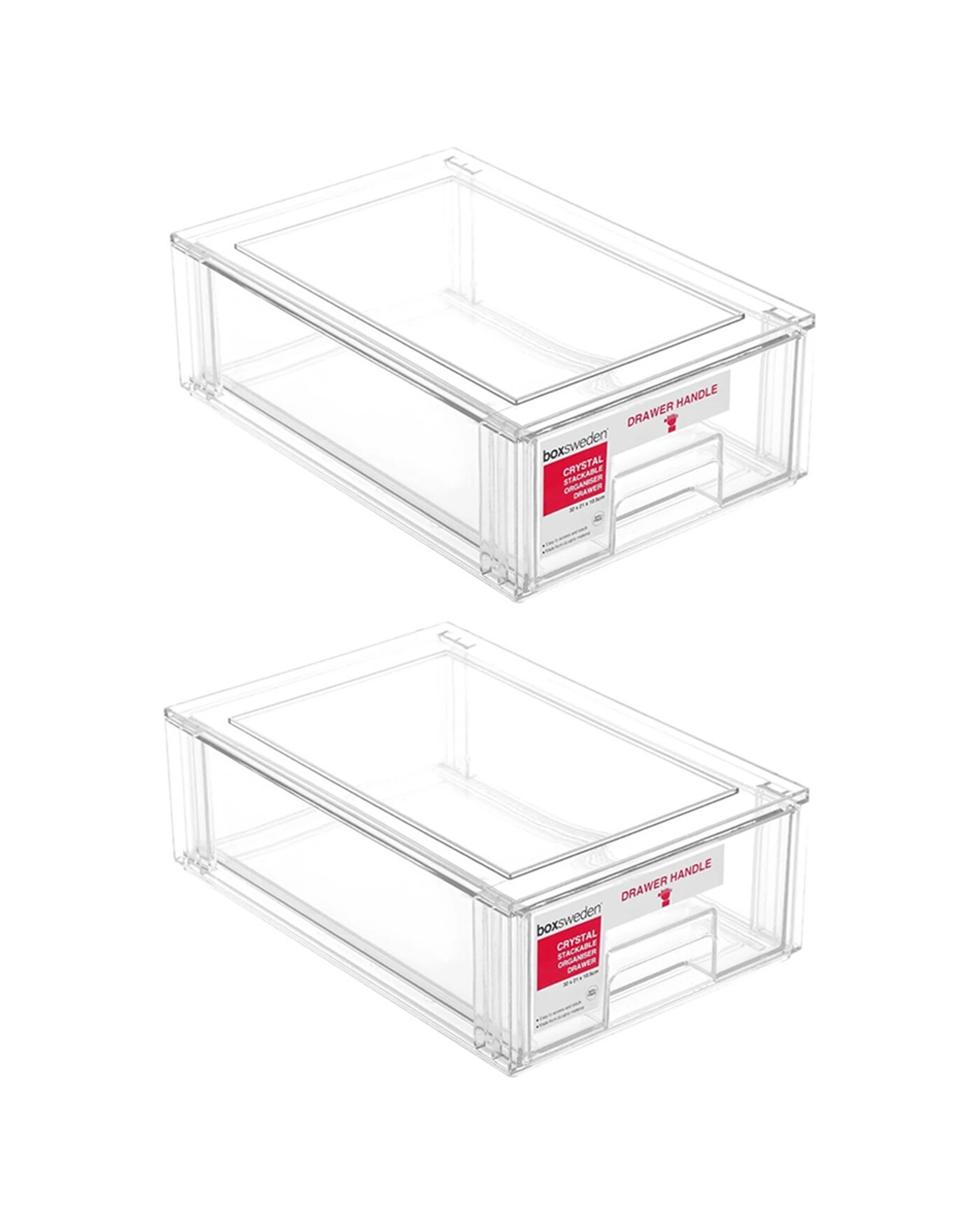 1 BOXSWEDEN Crystal Stackable Organiser Drawer 32cm Storage 2PK Durable Material
 - plain, 1 of 6