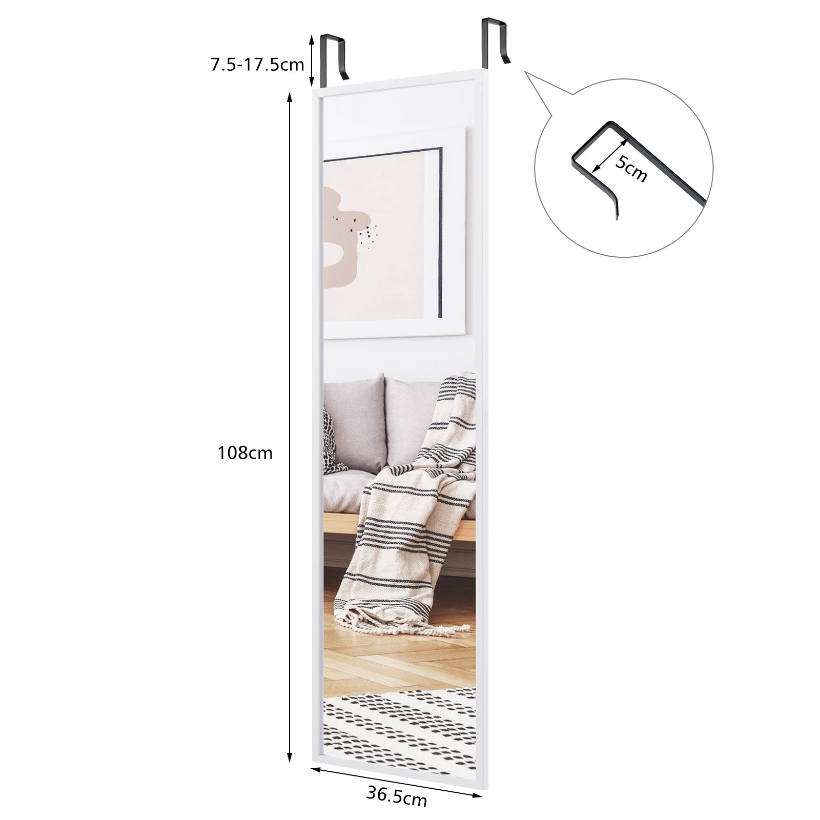 2 Costway 108 x 36cm Door Wall Mounted Mirror Full Length Mirror, 2 of 2