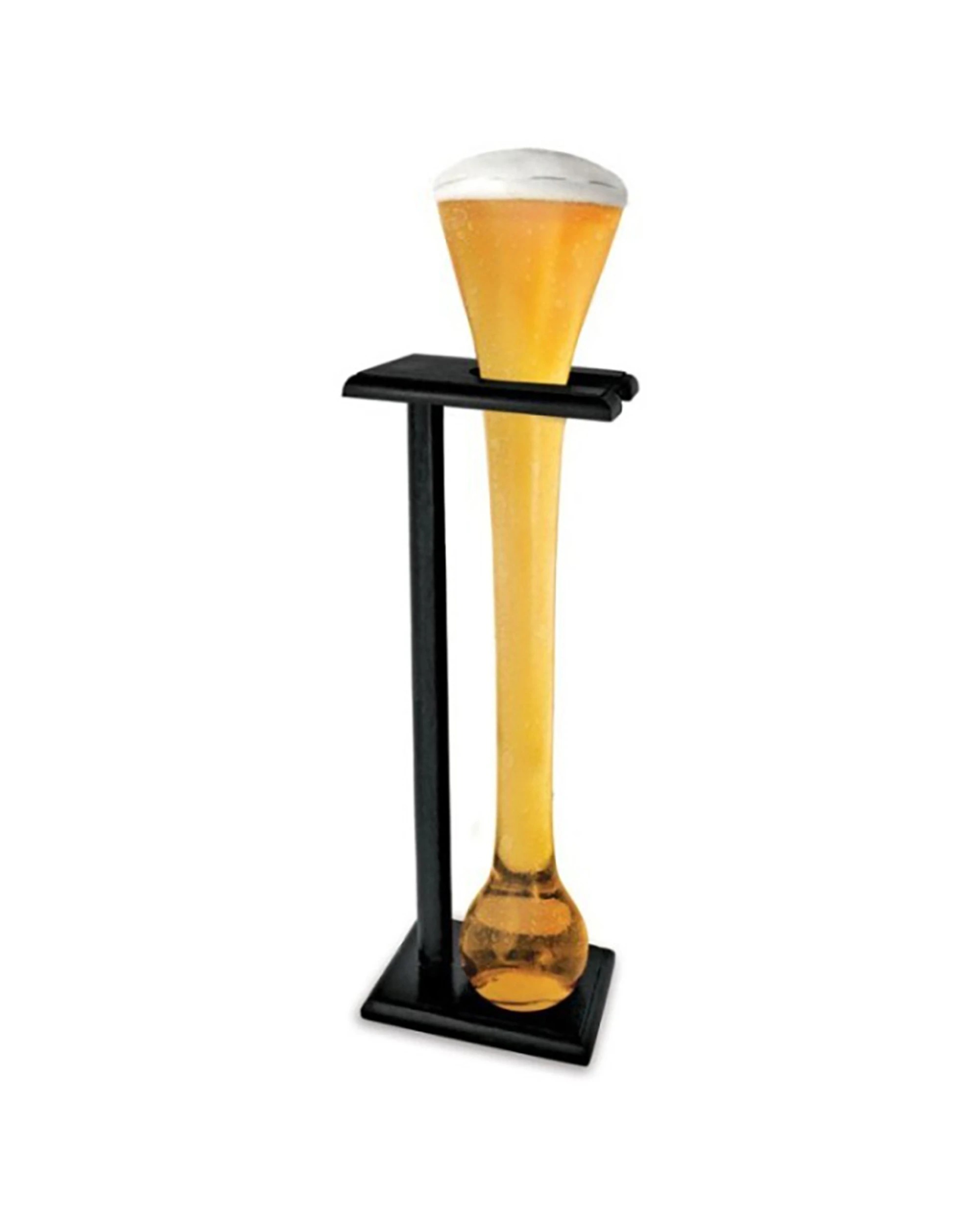 2 Yard Beer/alcohol Beverage Drinking Cone Novelty Glass/cup  W/timber Stand 1.5l
 - Natural, 2 of 3