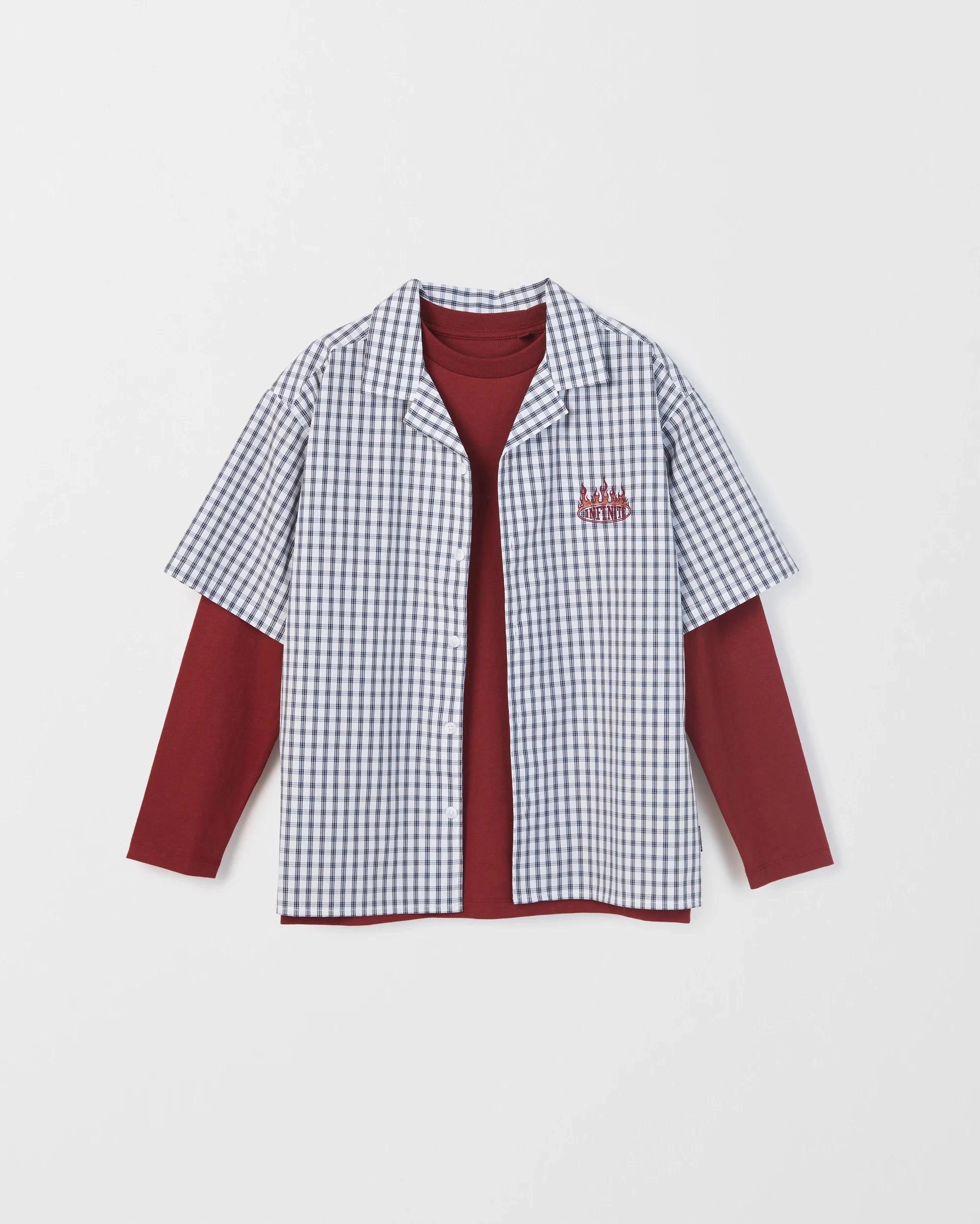 5 Target Kids Short Sleeve Boxy Shirt and Long Sleeve T-Shirt Set CHECK INDIGO, 5 of 6
