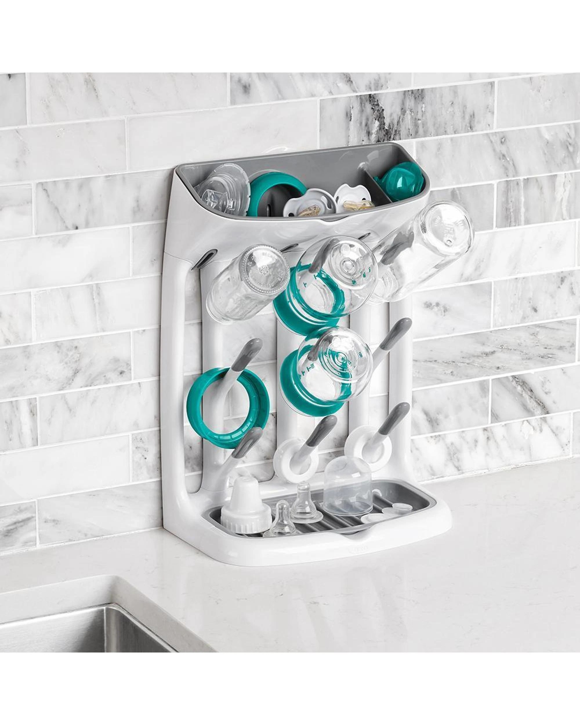4 OXO Tot Space Saving Drying Rack  Grey Bottles Feeding Cups, 4 of 5