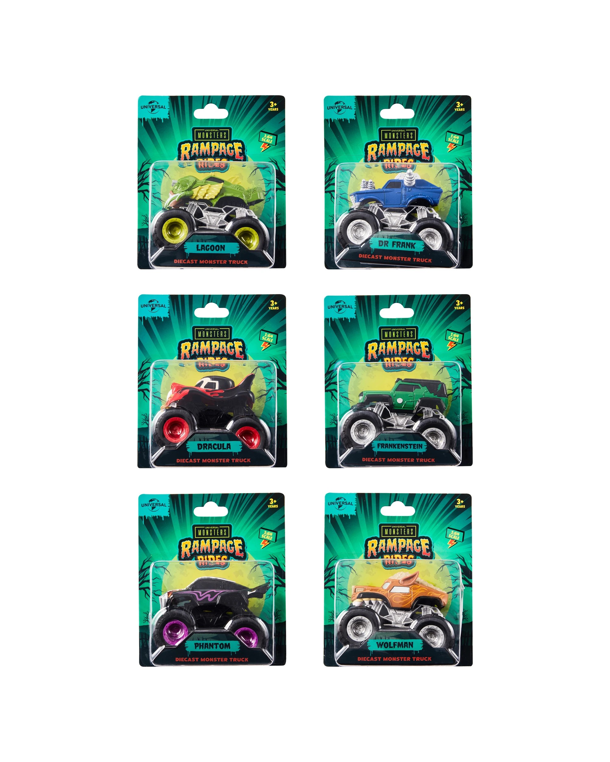 1 Universal Monster Rampage Rides 1:64 Die Cast Monster Truck - Assorted, 1 of 6