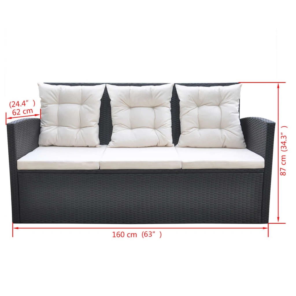 6 vidaXL 6 Piece Outdoor Dining Set With Cushions Poly Rattan - Black, 6 of 8