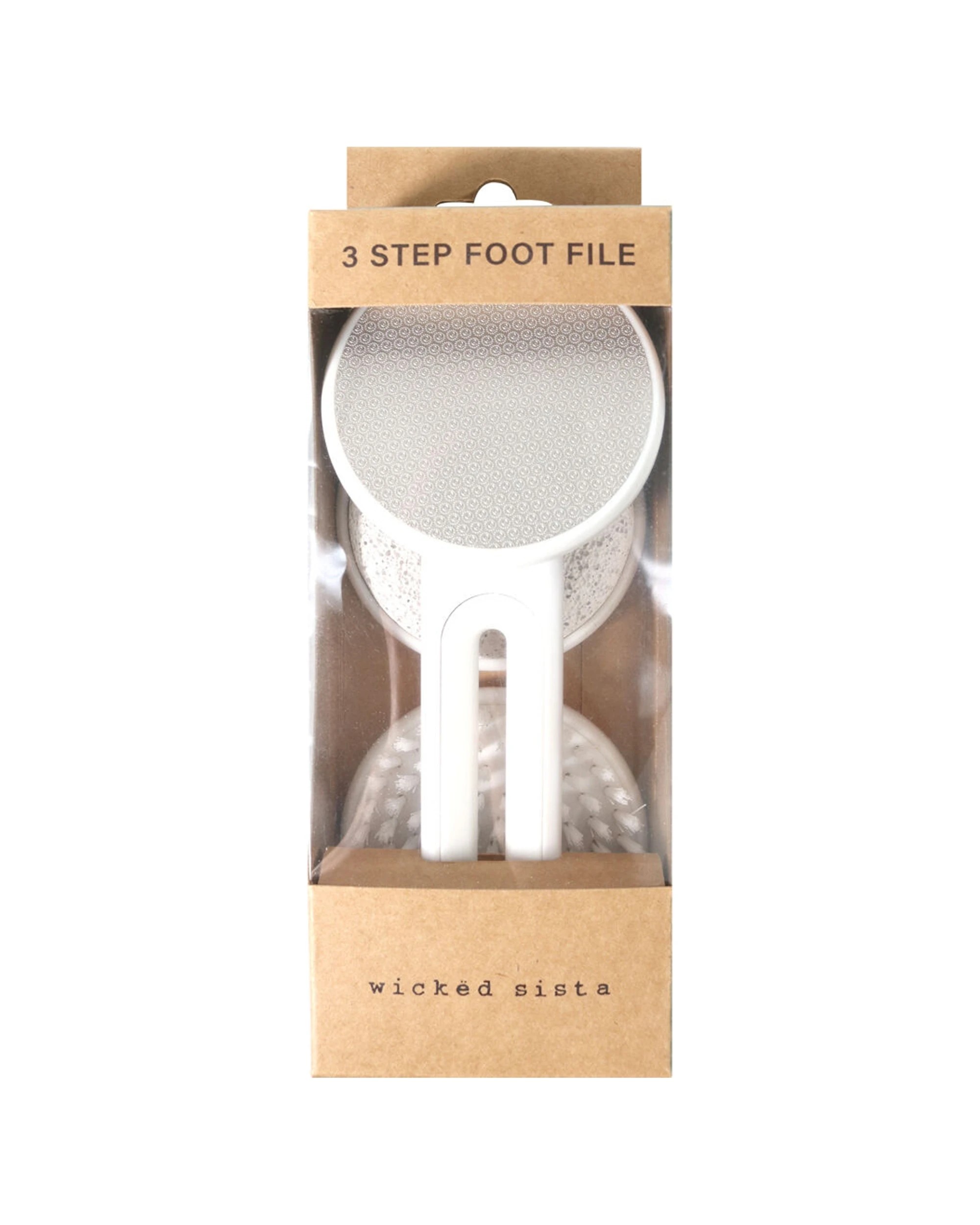 1 Wicked Sista Pedicure Tools 3 Step Foot File Steel Pumice Stone Brush Heads - Multi, 1 of 2