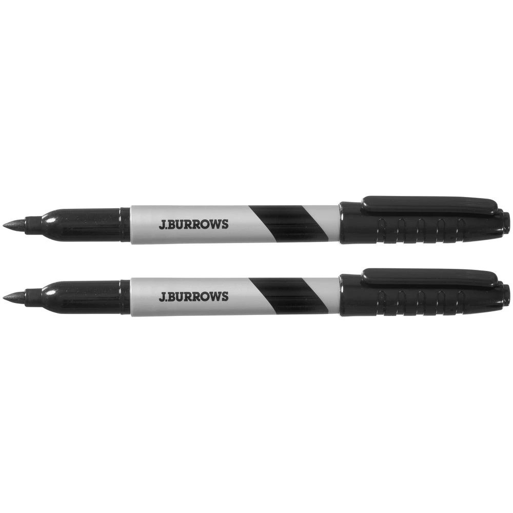 2 J.Burrows Permanent Markers 1mm Bullet Black 2 Pack, 2 of 2