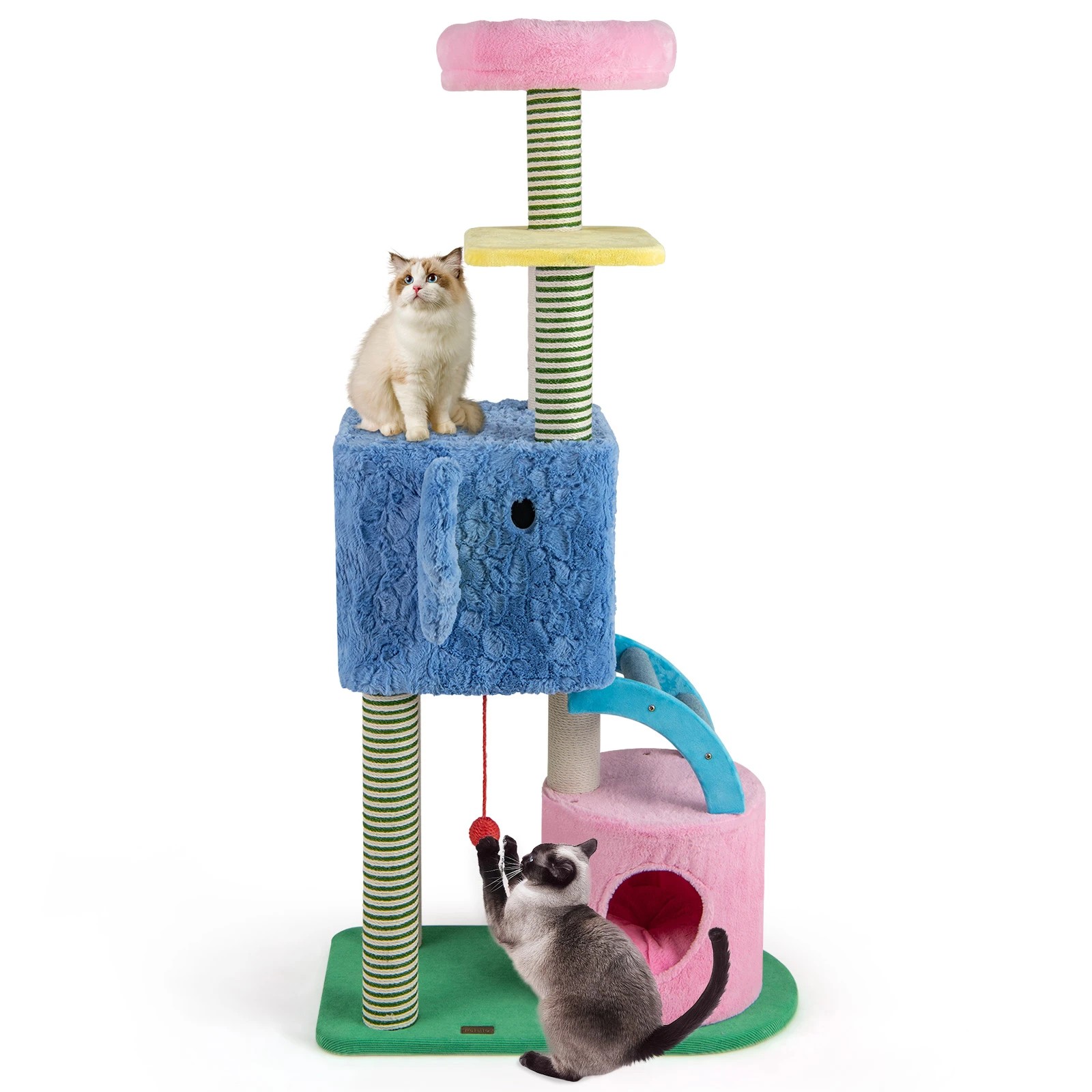 5 Costway Elephant Themed Cat Tree Multi-level Cat Kitty Tower Scratching Posts, 5 of 6