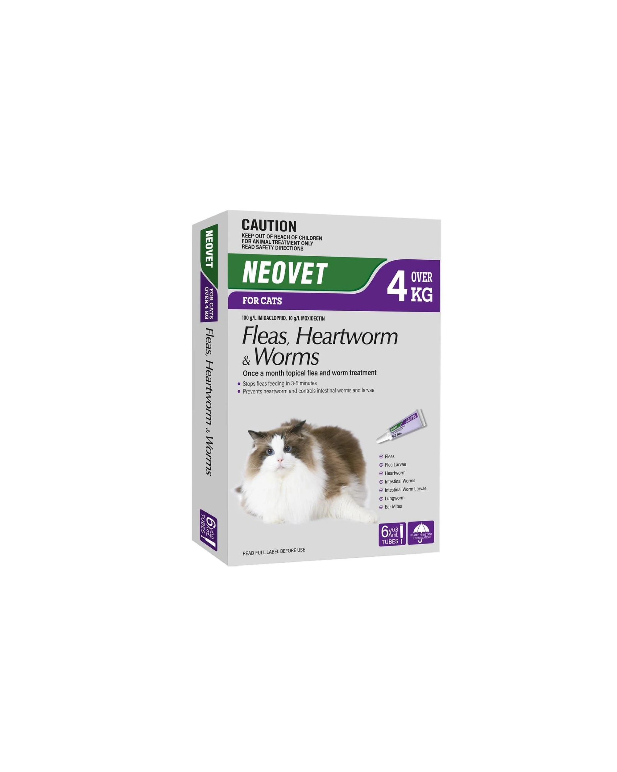2 Neovet Spot-on Flea & Worms Treatment for Cats Over 4kg Purple 6 Pack, 2 of 10