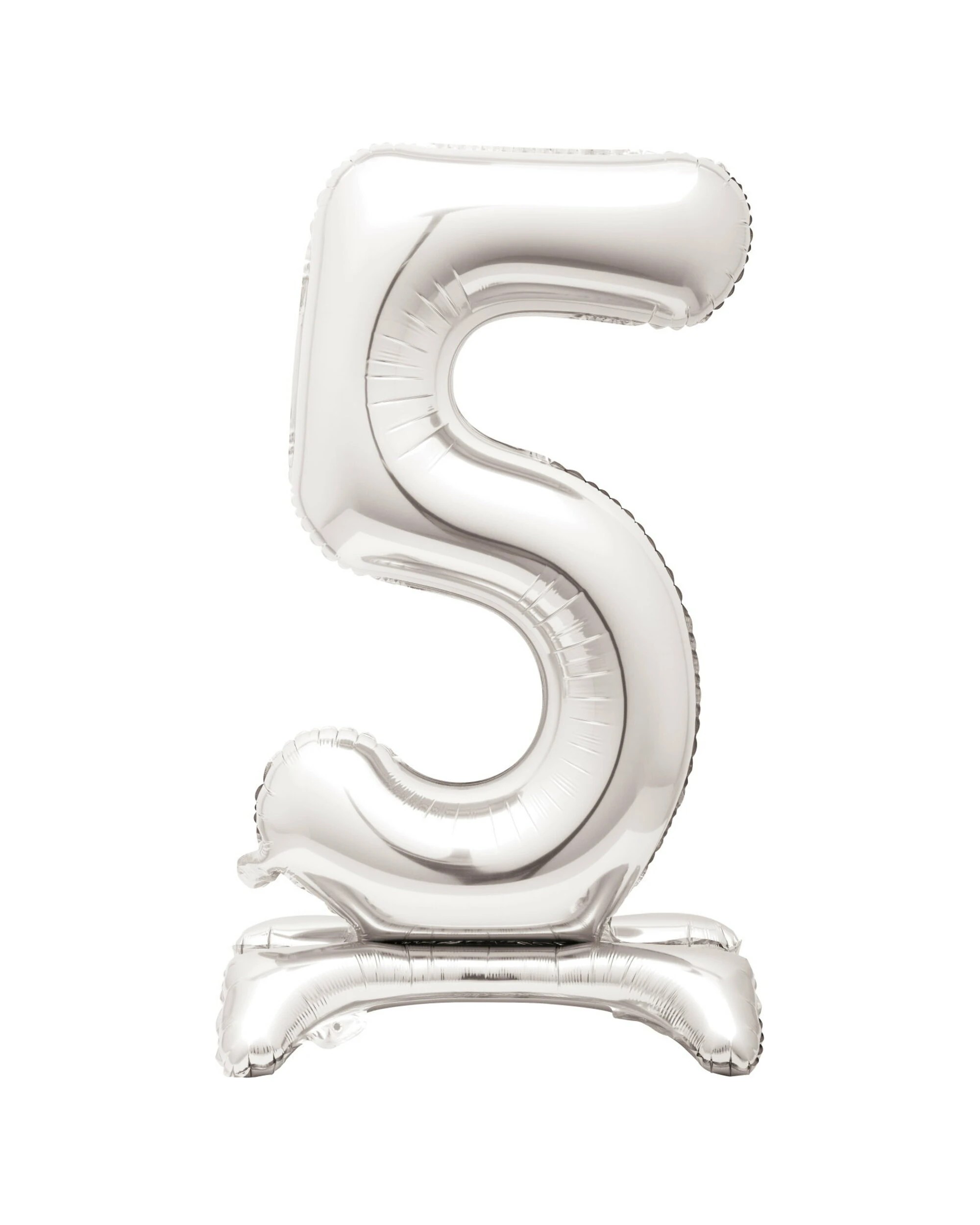1 Unique Number 5 Stand Up Air Fill Balloon 76cm - Silver, 1 of 2