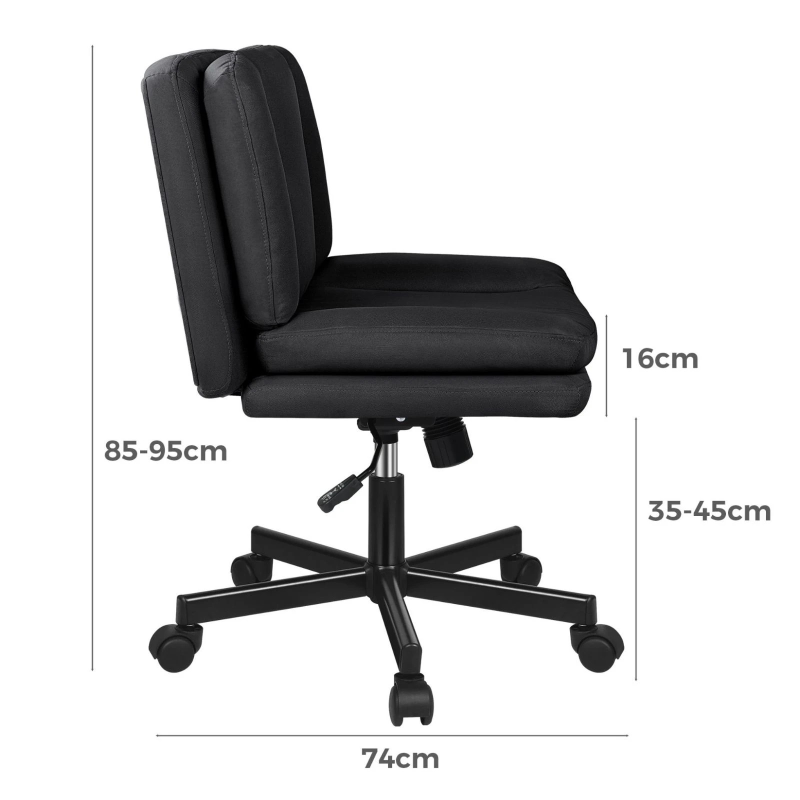 8 Alfordson Armless Office Desk Chair Mid Back Wide Seat w/ Wheels Fabric - Black, 8 of 10