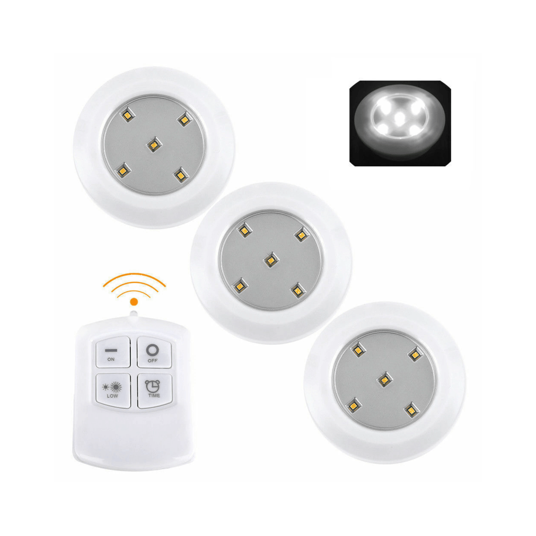 1 BR Home Wireless Remote Control LED SMD Lights Set of 3 for Drawers and Cabinets, 1 of 4