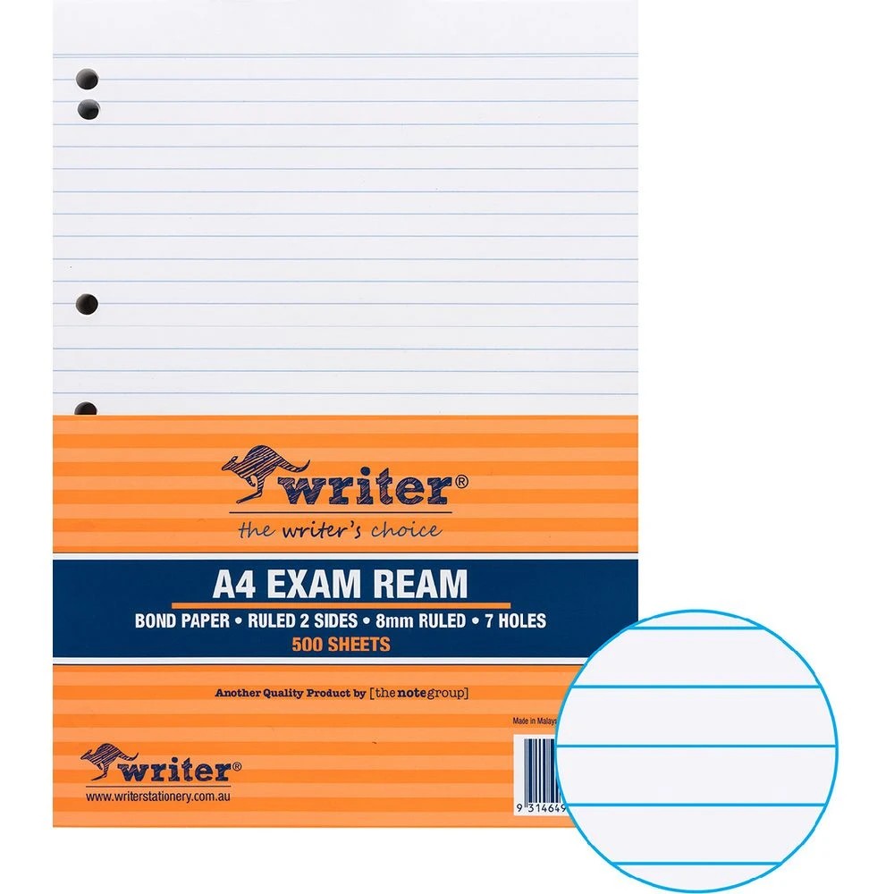 1 500 Pack Writer A4 60gsm 8mm Ruled Loose Leaf Exam Paper, 1 of 3