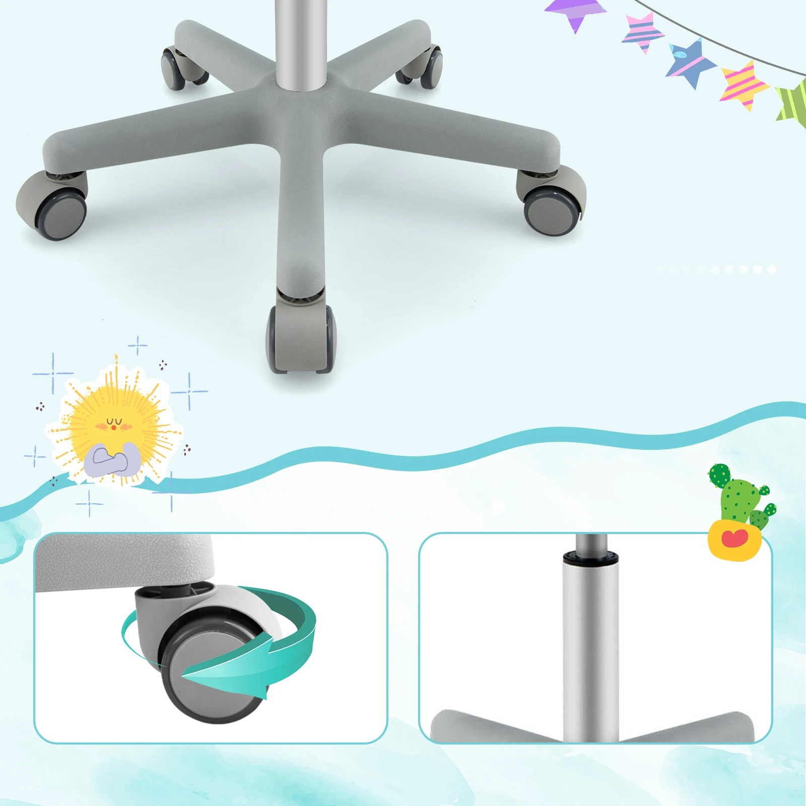 5 Costway Desk Study Chair Swivel Chair w/Adjustable Height - Grey, 5 of 6