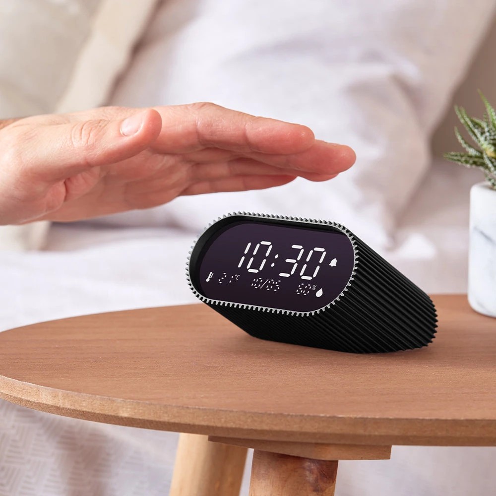 4 Lexon Ray Clock Lcd Alarm Clock With Temperature / Humidity Display - Black - Black, 4 of 6