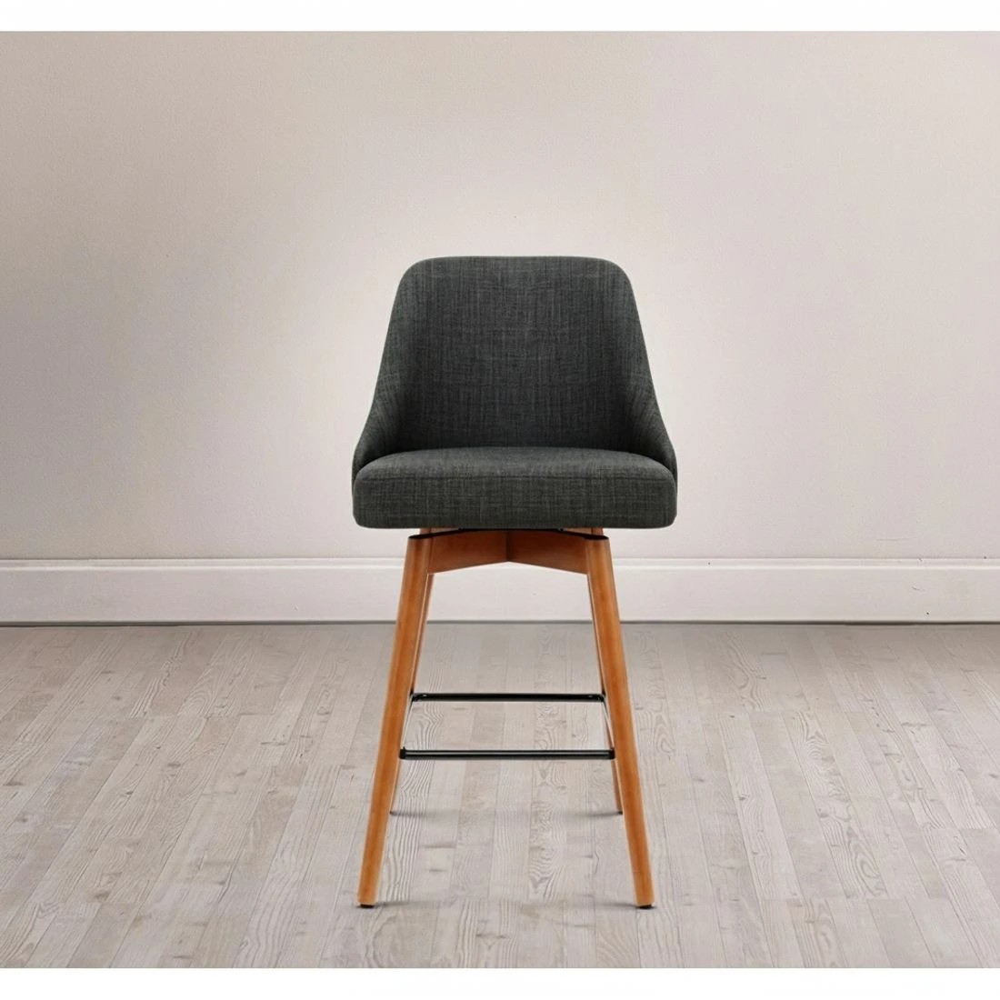 6 Artiss 4x Bar Stools Swivel Seat Wooden Charcoal - Grey, 6 of 6