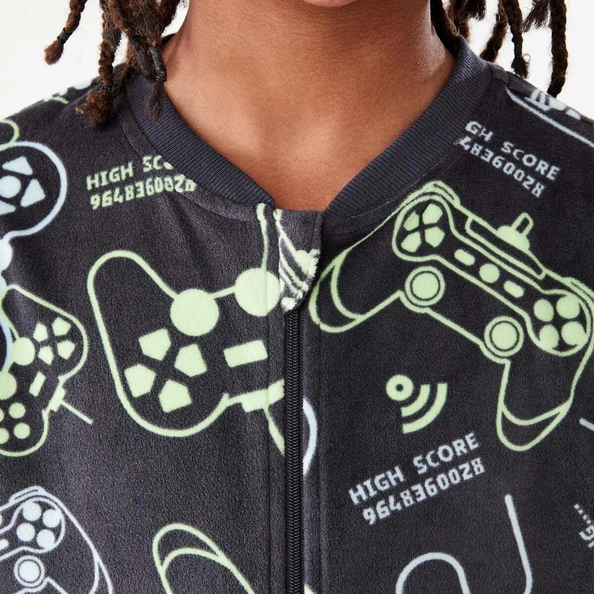 4 Ribbed All-In-One Sleepsuit Gry Gaming, 4 of 9
