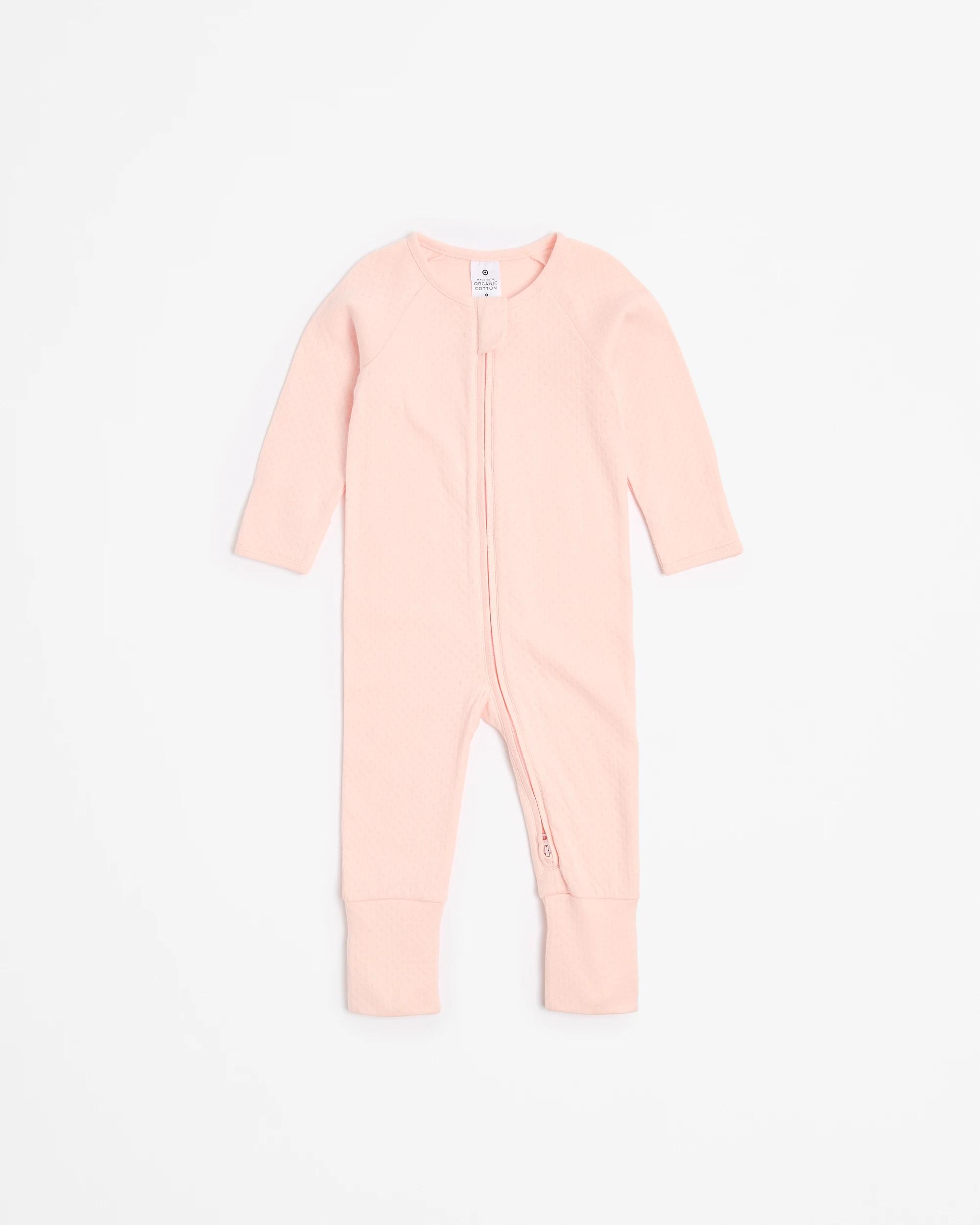 1 Target Organic Cotton Baby Pointelle Zip Coverall PINK, 1 of 3