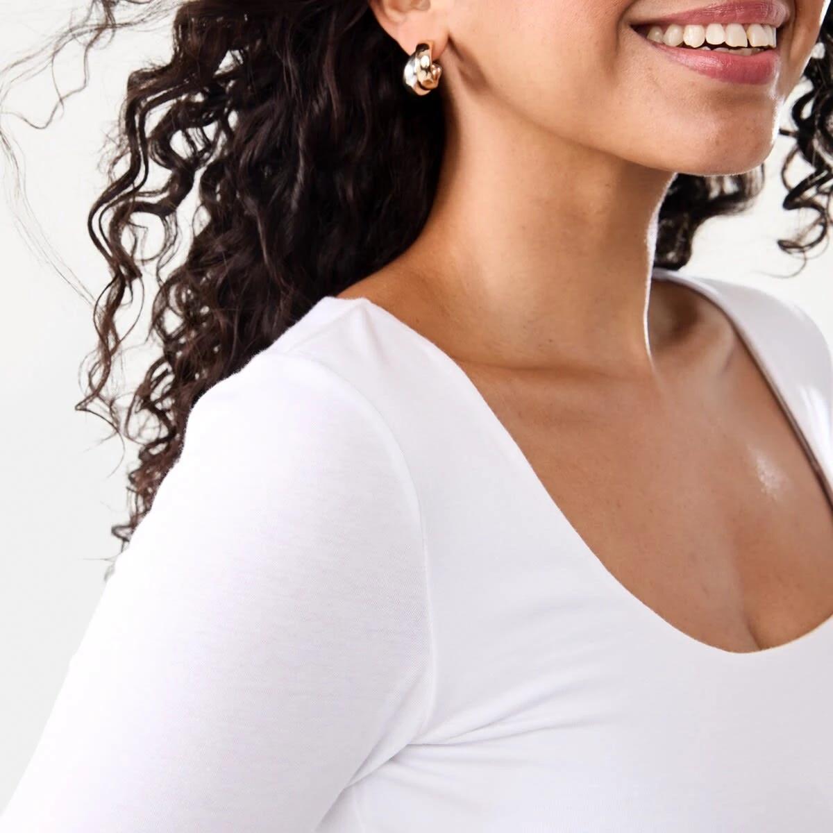 6 Long Sleeve Square Neck Top White, 6 of 9